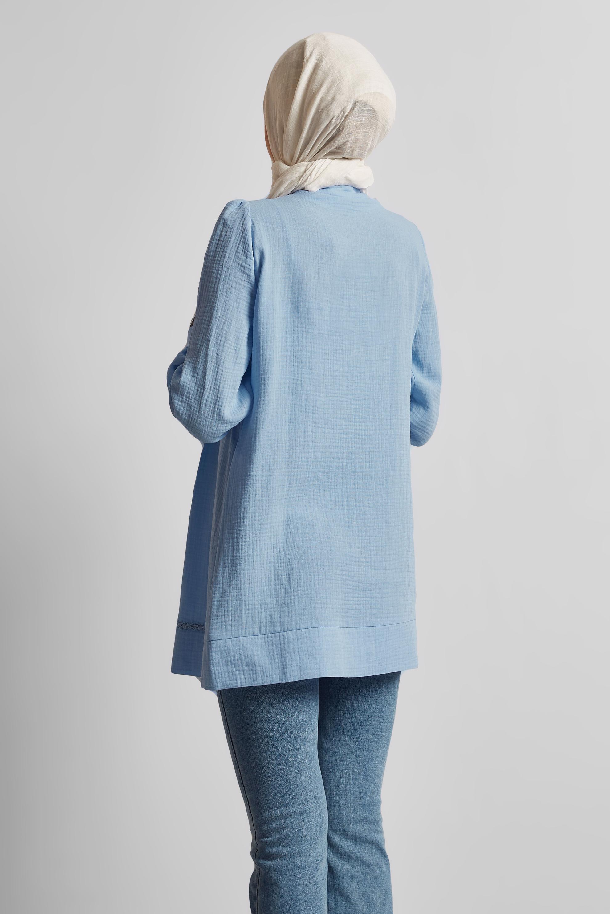 Tesettür giyim MAVİ PAMUKLU MÜSLİN TUNİK 45427