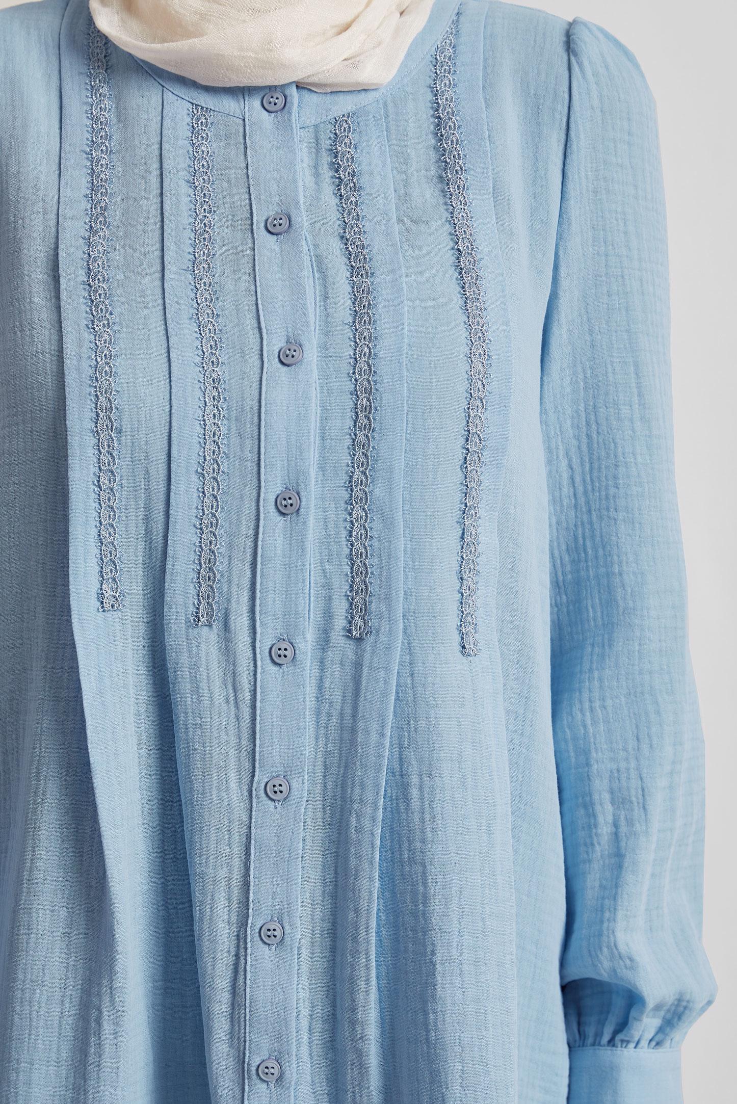 Tesettür giyim MAVİ PAMUKLU MÜSLİN TUNİK 45427