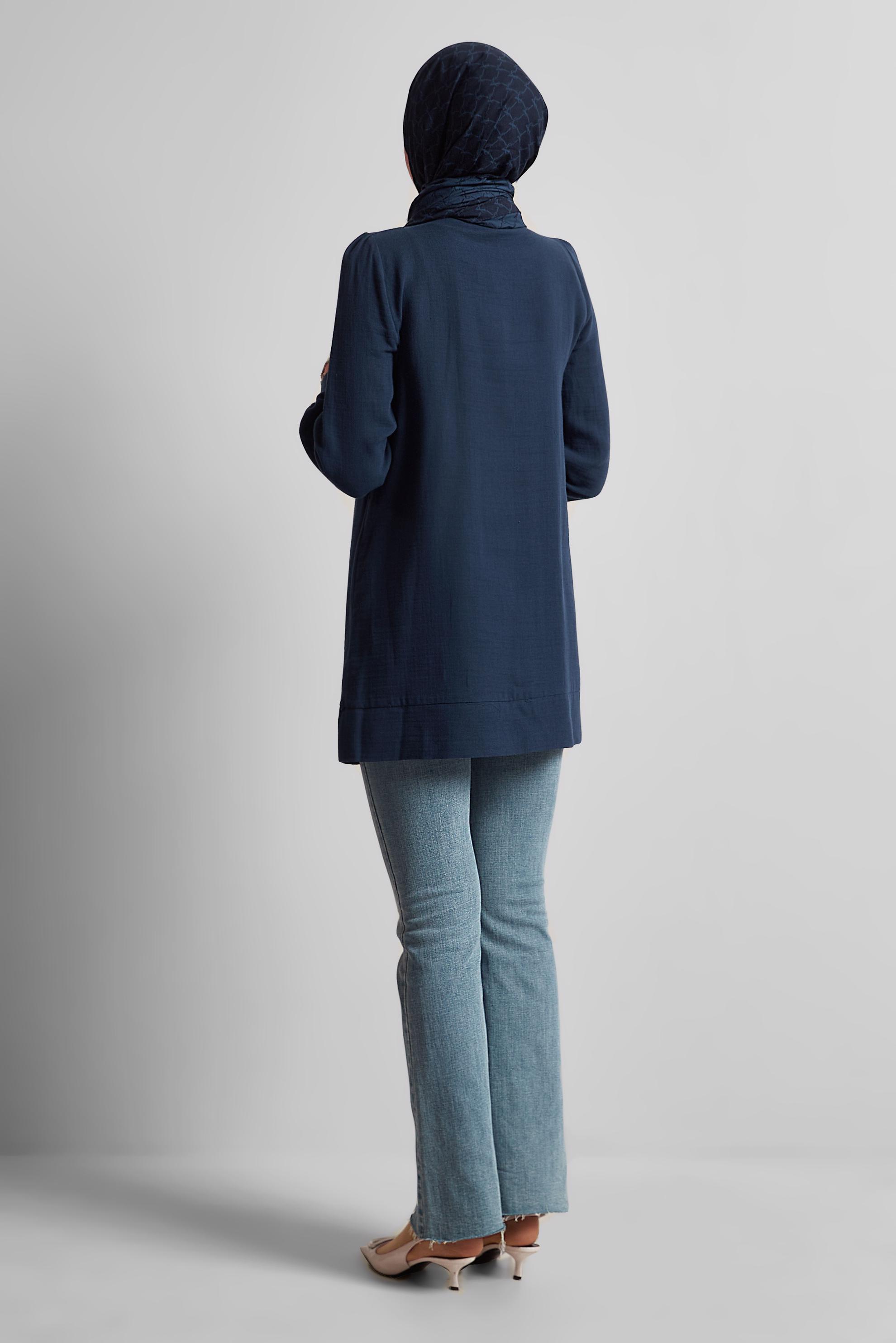 Tesettür giyim LACİVERT PAMUKLU MÜSLİN TUNİK 45427