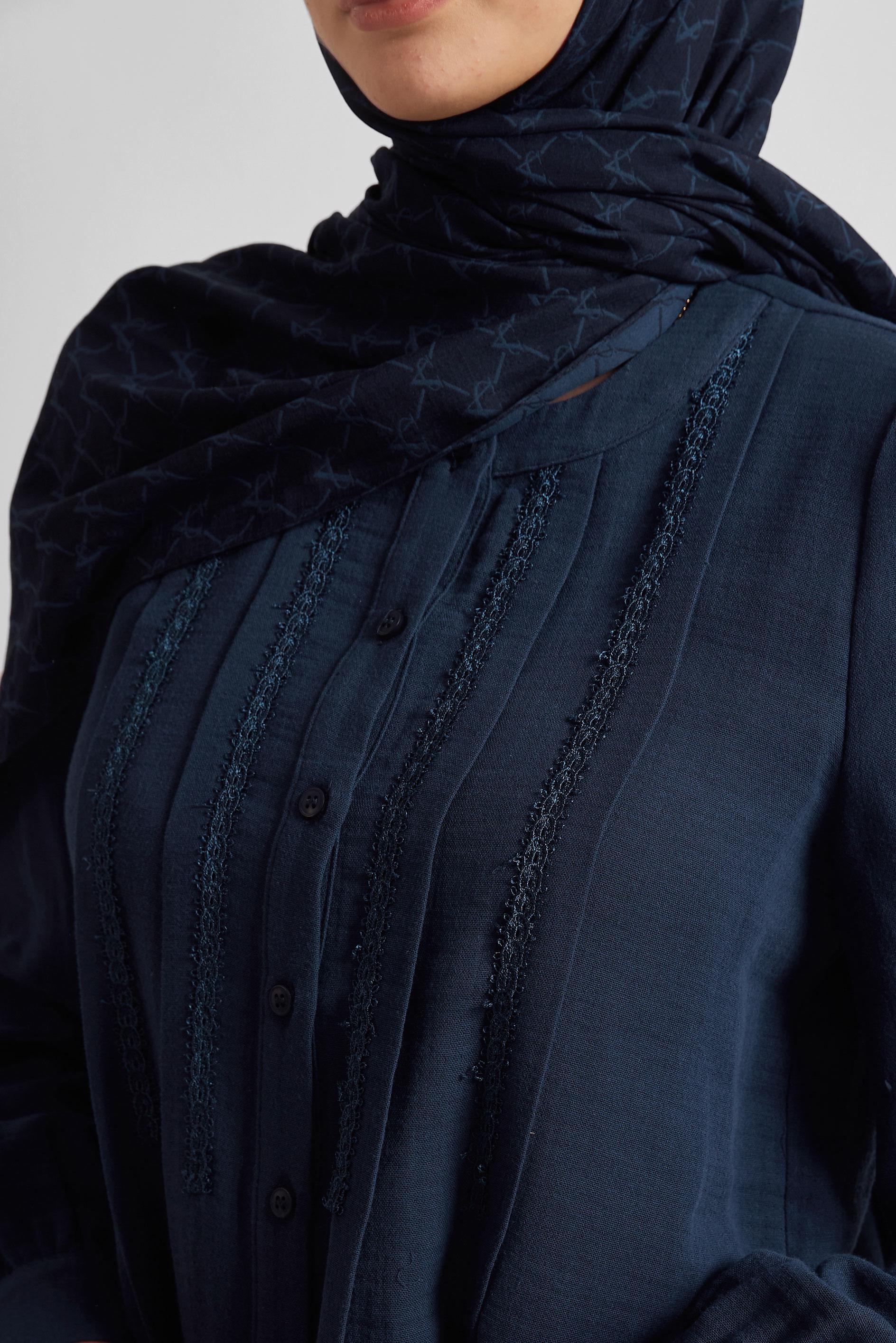 Tesettür giyim LACİVERT PAMUKLU MÜSLİN TUNİK 45427