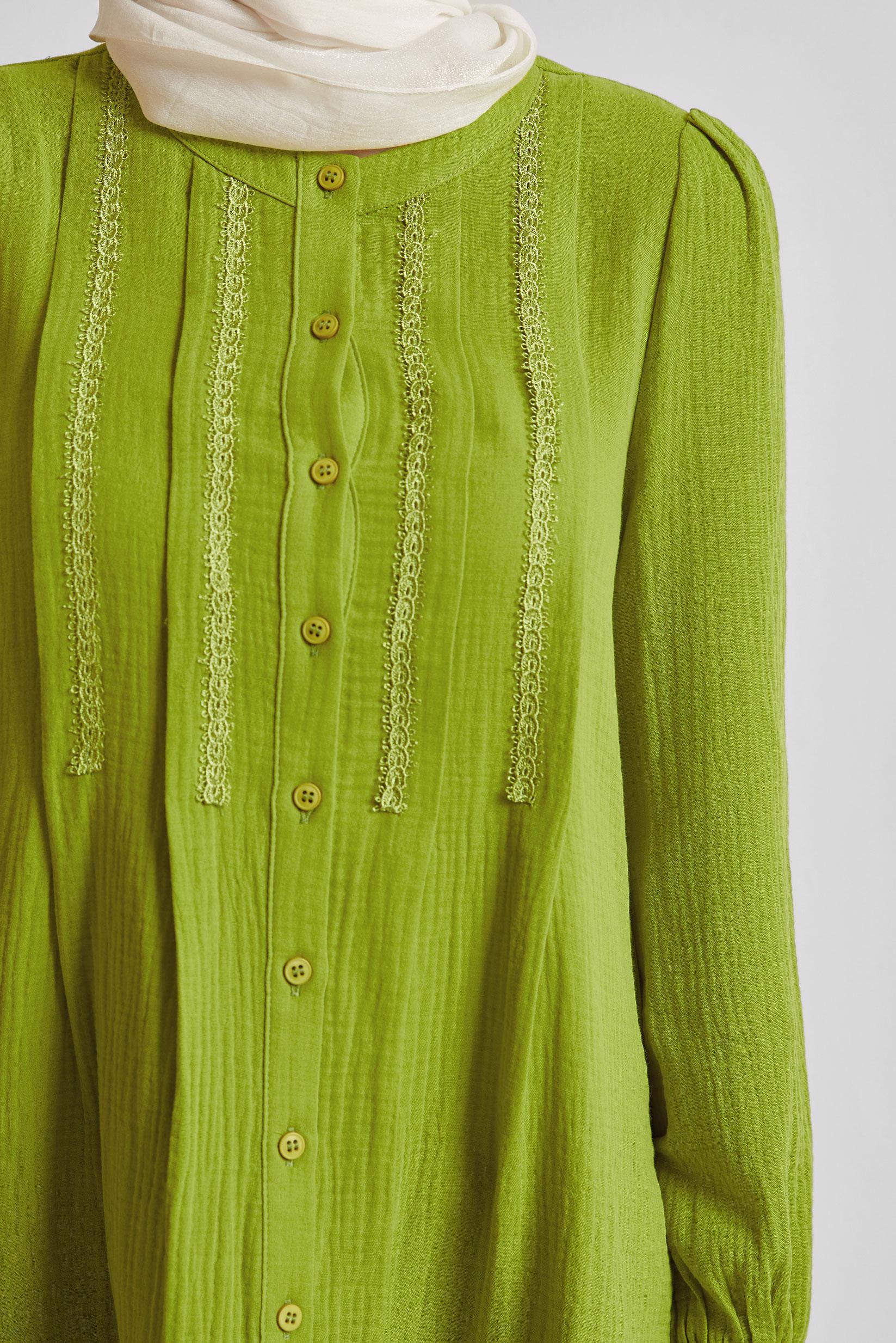 Vêtements hijab VERT TUNIQUE EN MOUSSELINE DE COTON 45427