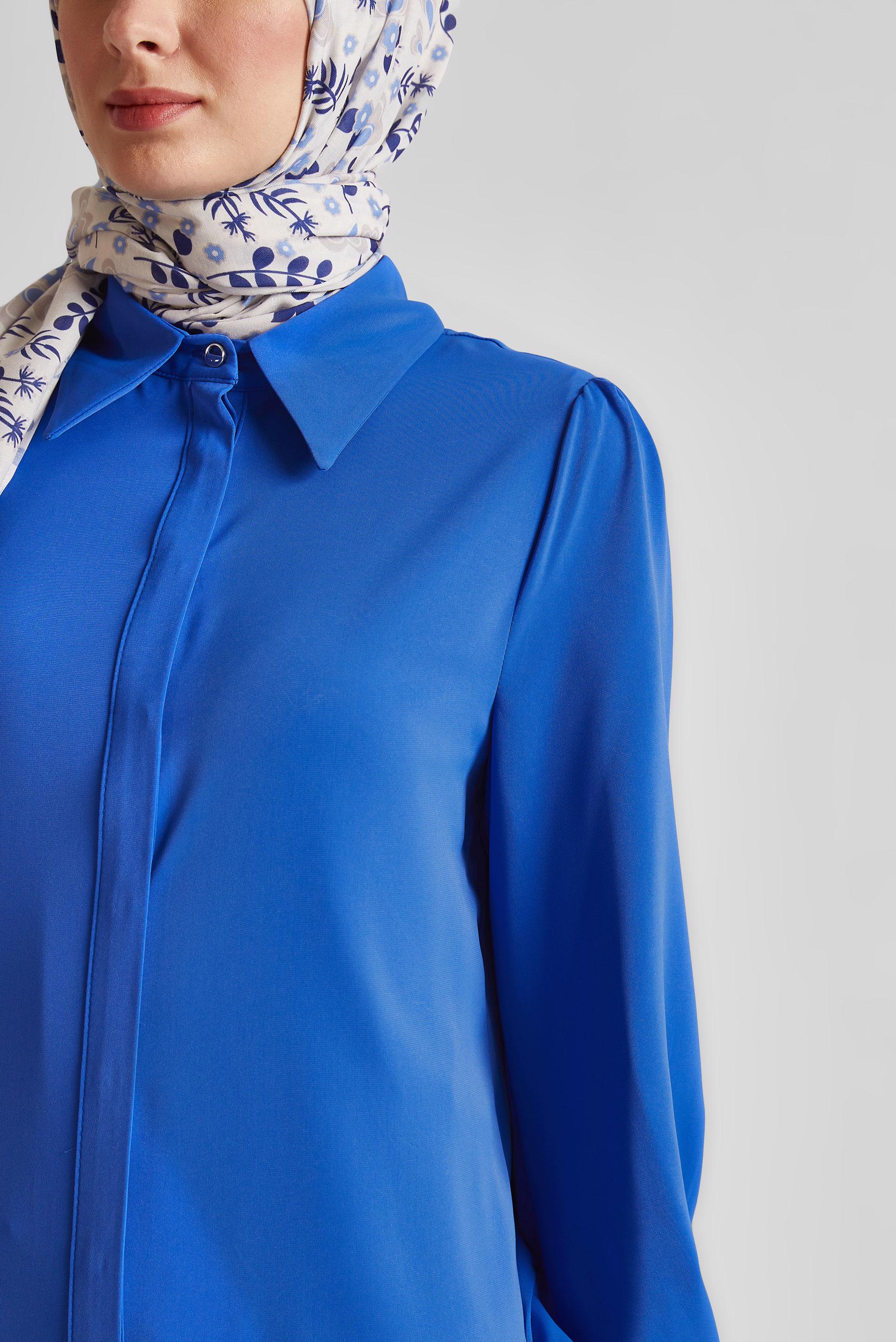 Tesettür giyim LACİVERT GÖMLEK YAKA TUNİK 45437