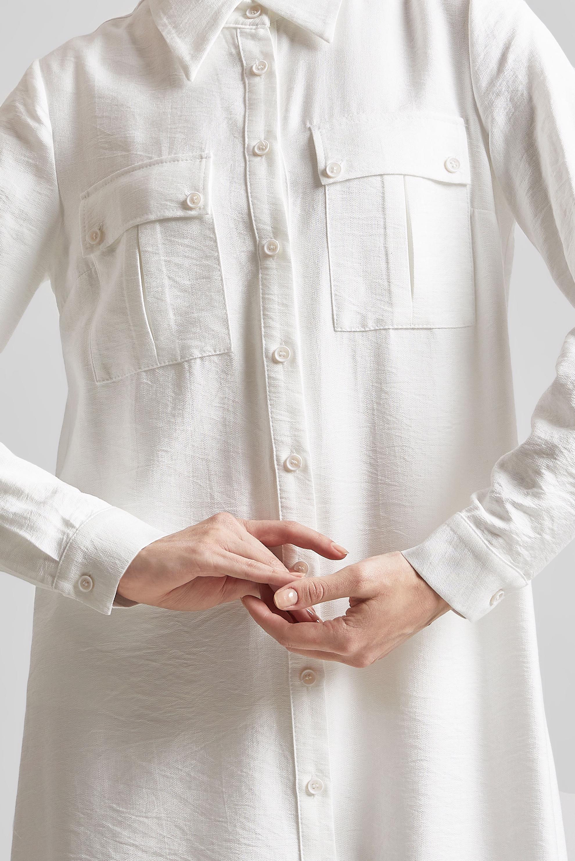 Tesettür giyim BEYAZ GÖMLEK YAKA TUNİK 45438