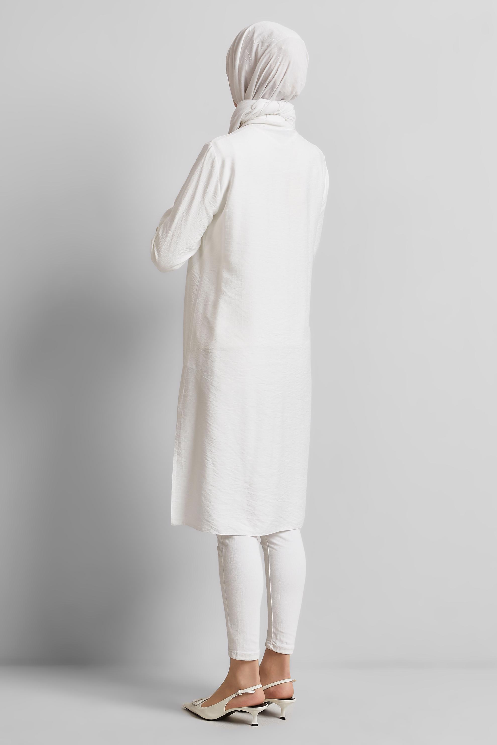 Tesettür giyim BEYAZ GÖMLEK YAKA TUNİK 45438