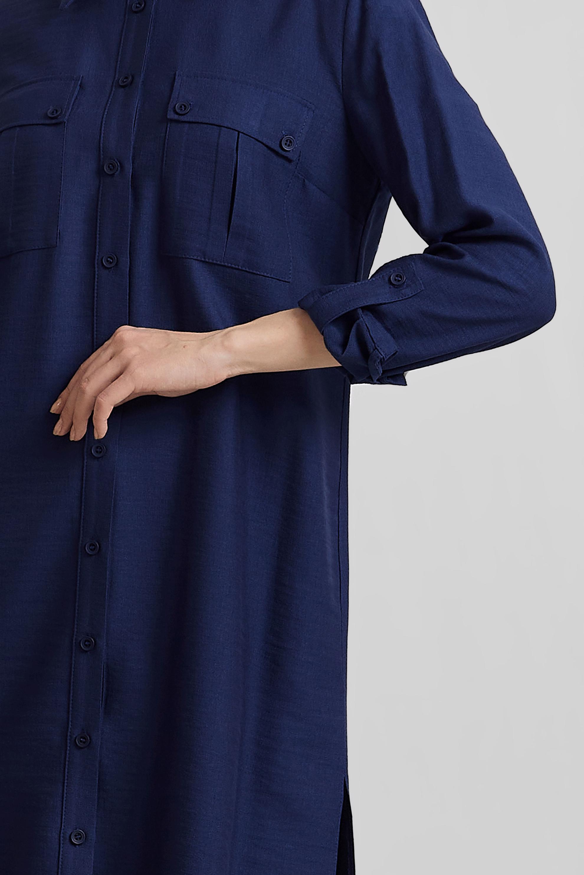 Tesettür giyim LACİVERT GÖMLEK YAKA TUNİK 45438