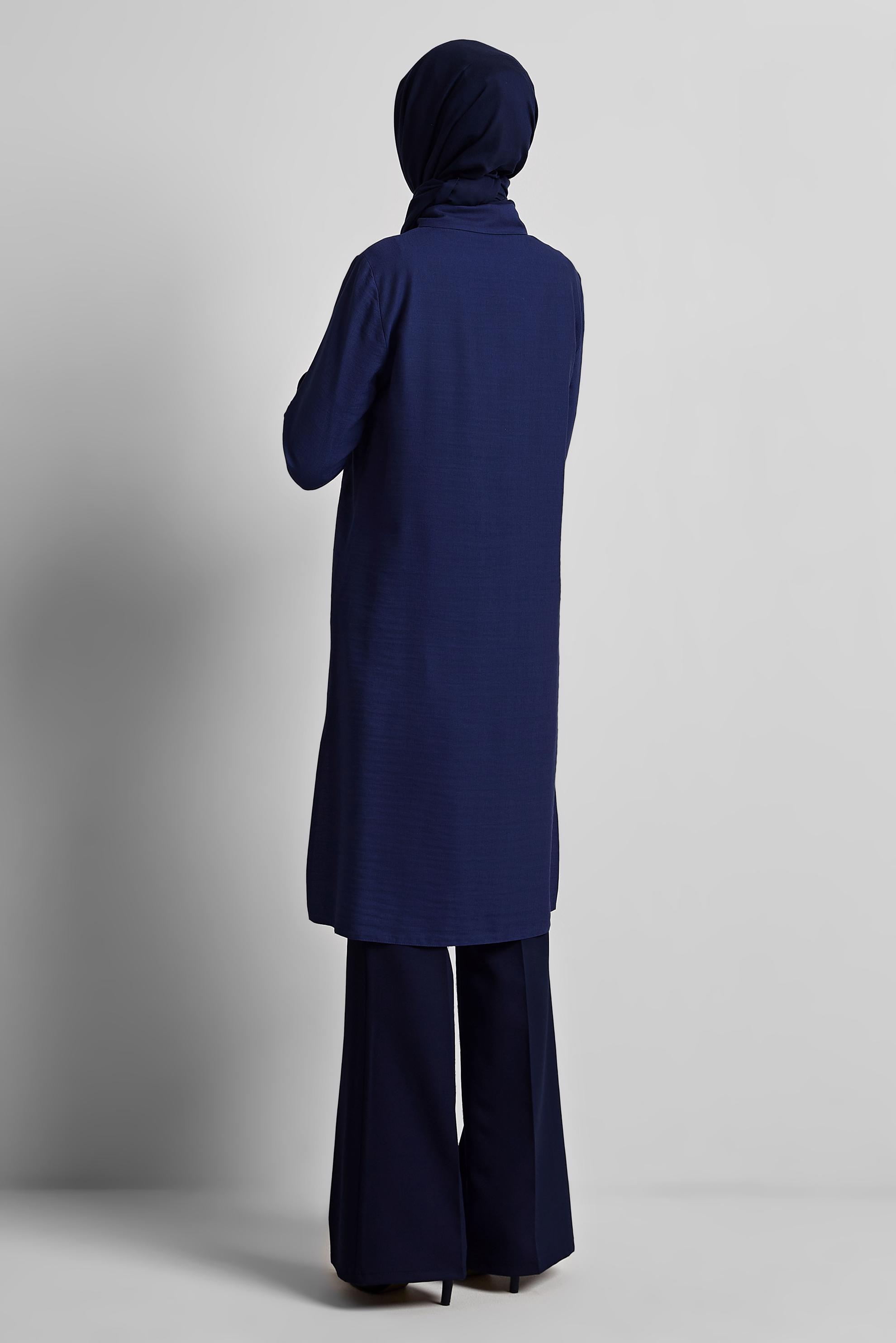 Tesettür giyim LACİVERT GÖMLEK YAKA TUNİK 45438