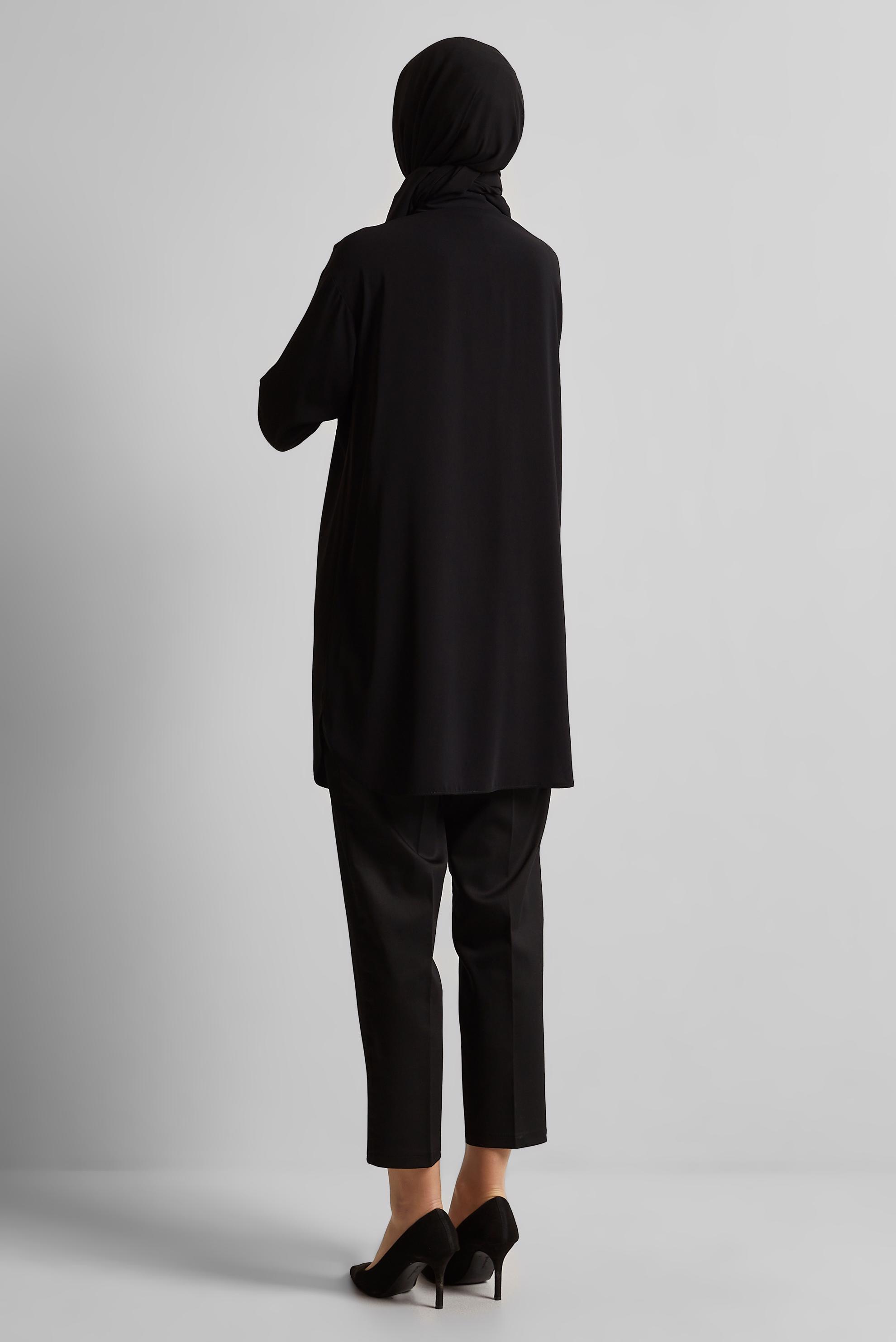 Tesettür giyim SİYAH TAŞ BASKILI TUNİK 45456