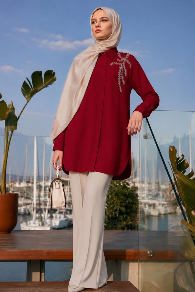 Vêtements hijab ROUGE 45456 MEDY TUNİK 38-46 TEK40 - ALVİNA