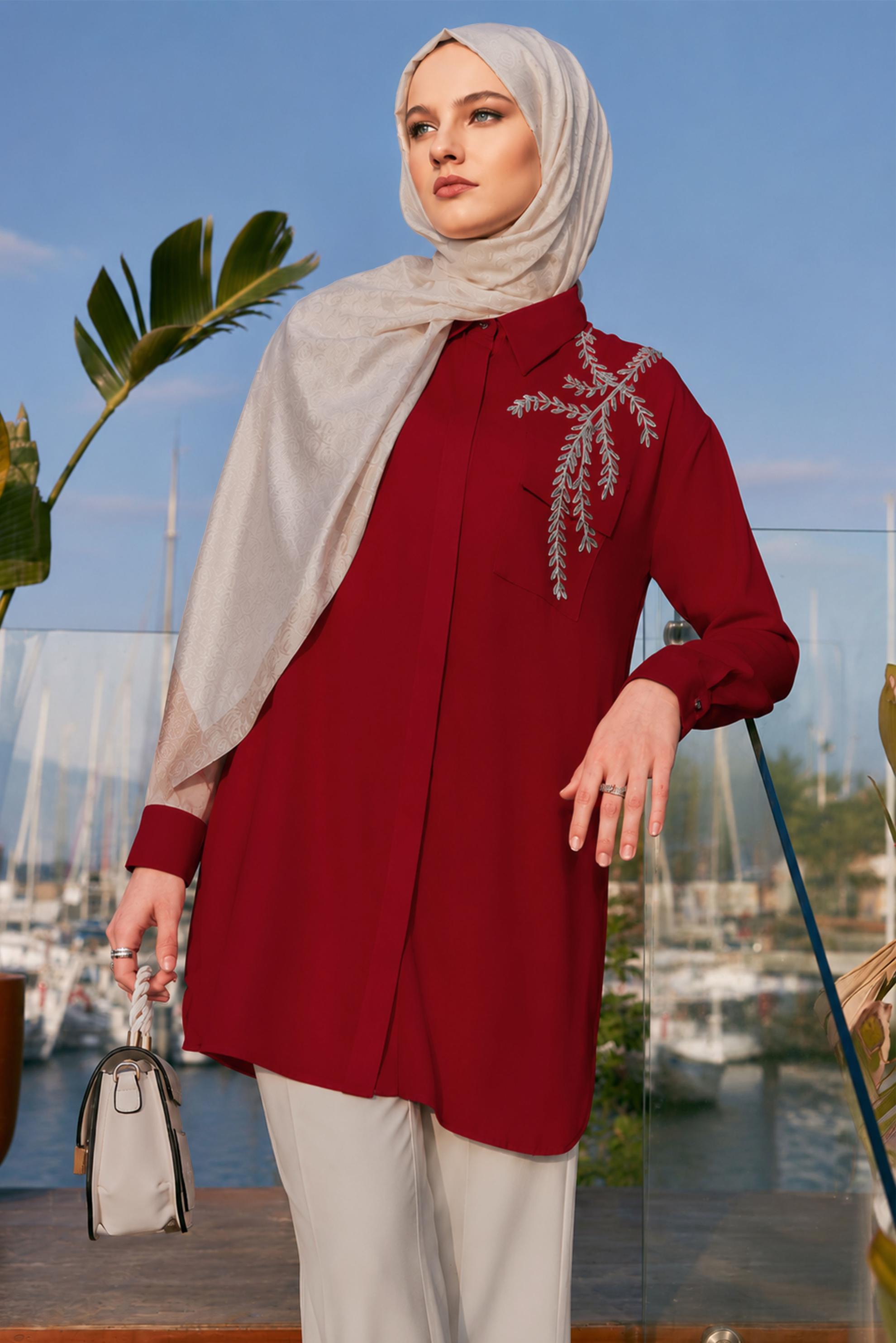 Vêtements hijab ROUGE 45456 MEDY TUNİK 38-46 TEK40