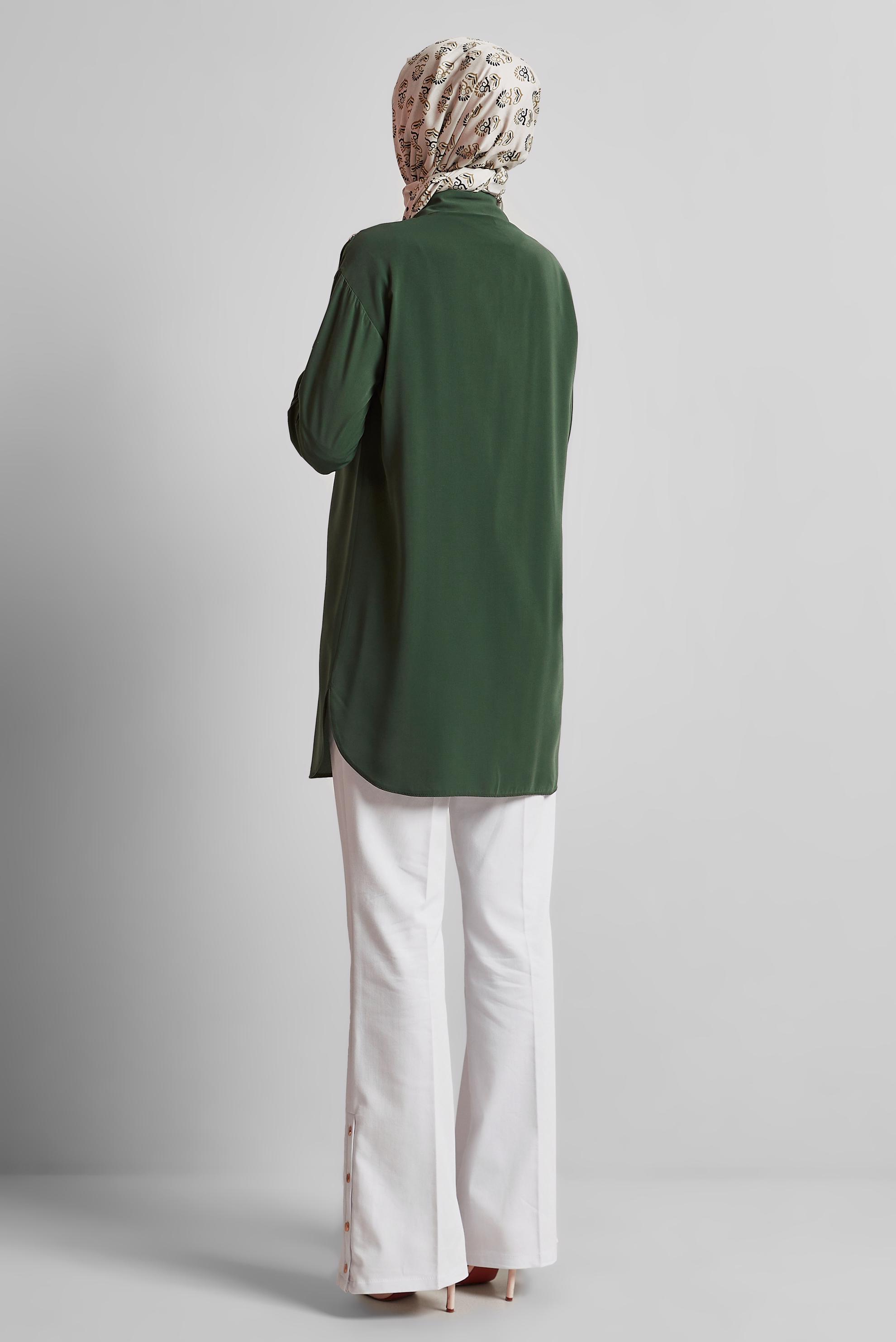 Tesettür giyim YEŞİL TAŞ BASKILI TUNİK 45456