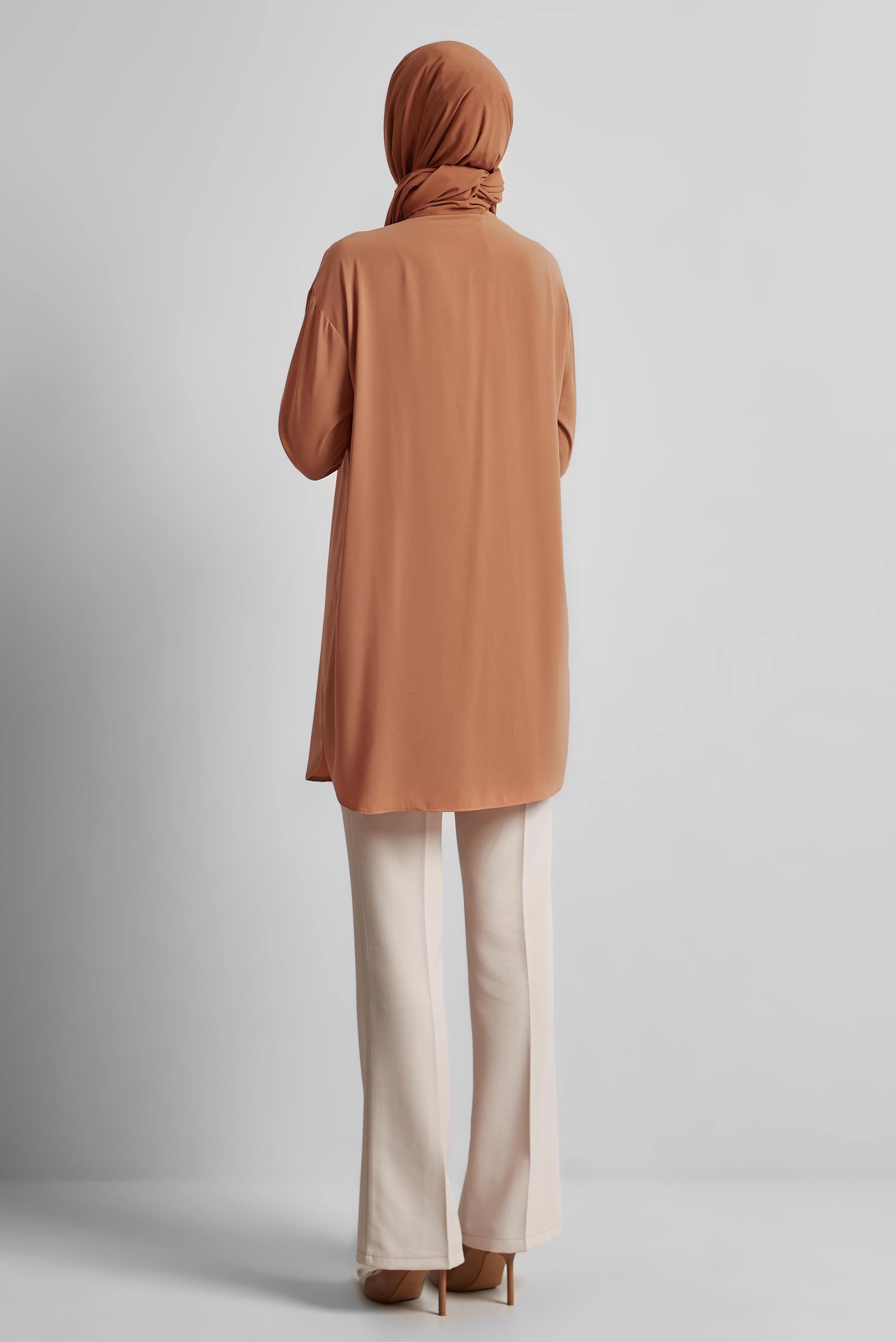 Tesettür giyim KAHVE TAŞ BASKILI TUNİK 45456