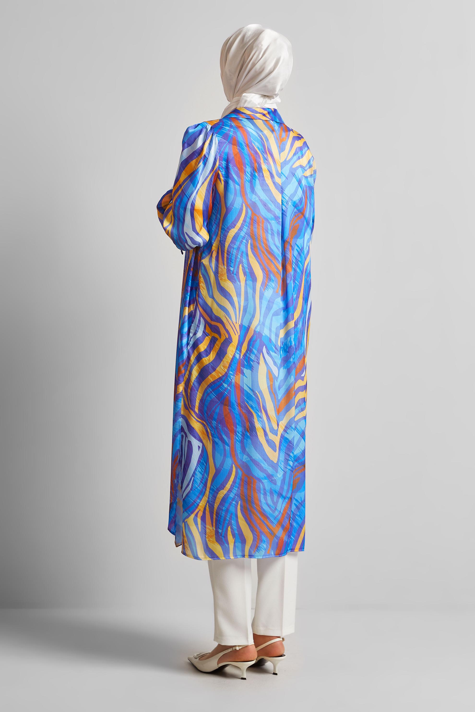 Tesettür giyim MOR UZUN SATEN TUNİK 45457