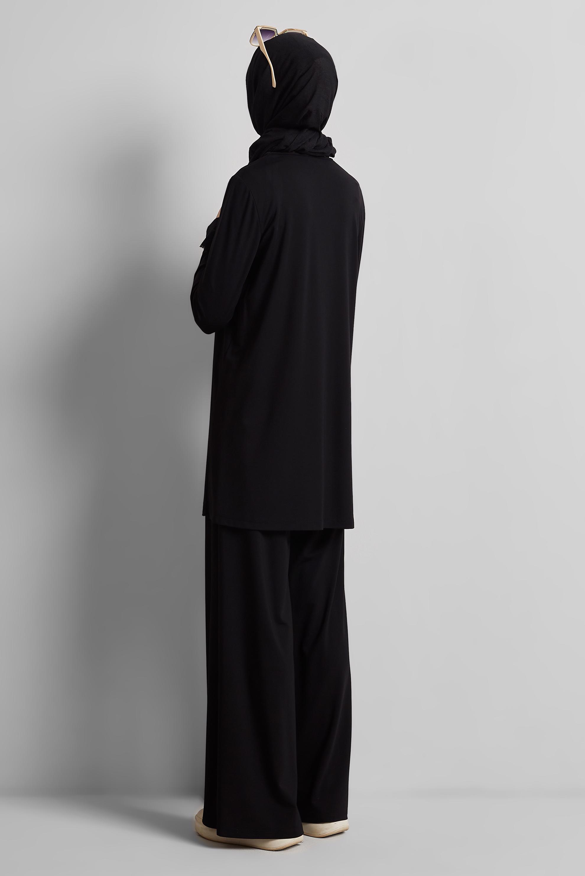 Tesettür giyim SİYAH BİSİKLET YAKA TUNİK 45480