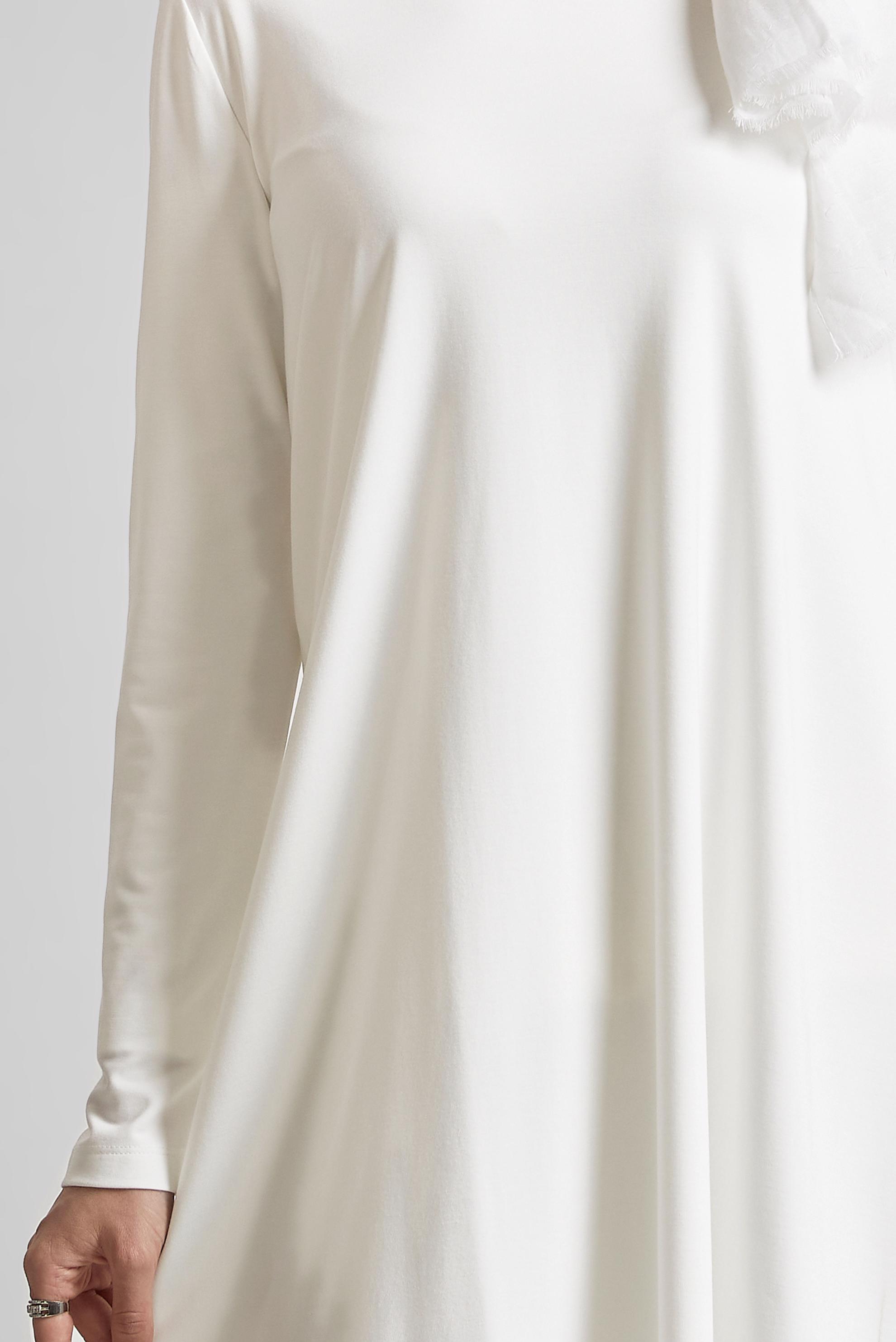 Tesettür giyim BEYAZ BİSİKLET YAKA TUNİK 45480