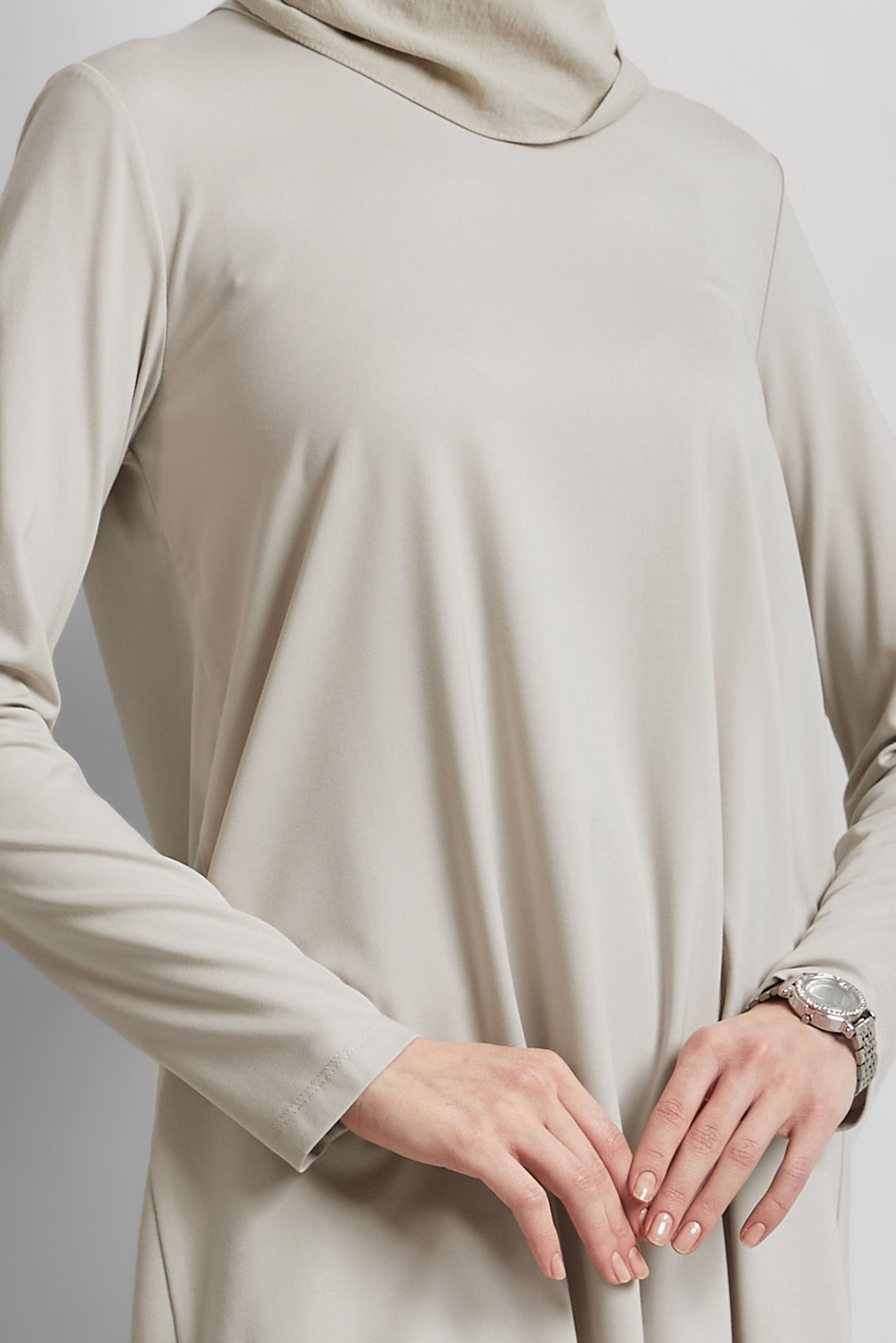 Tesettür giyim BEJ BİSİKLET YAKA TUNİK 45480