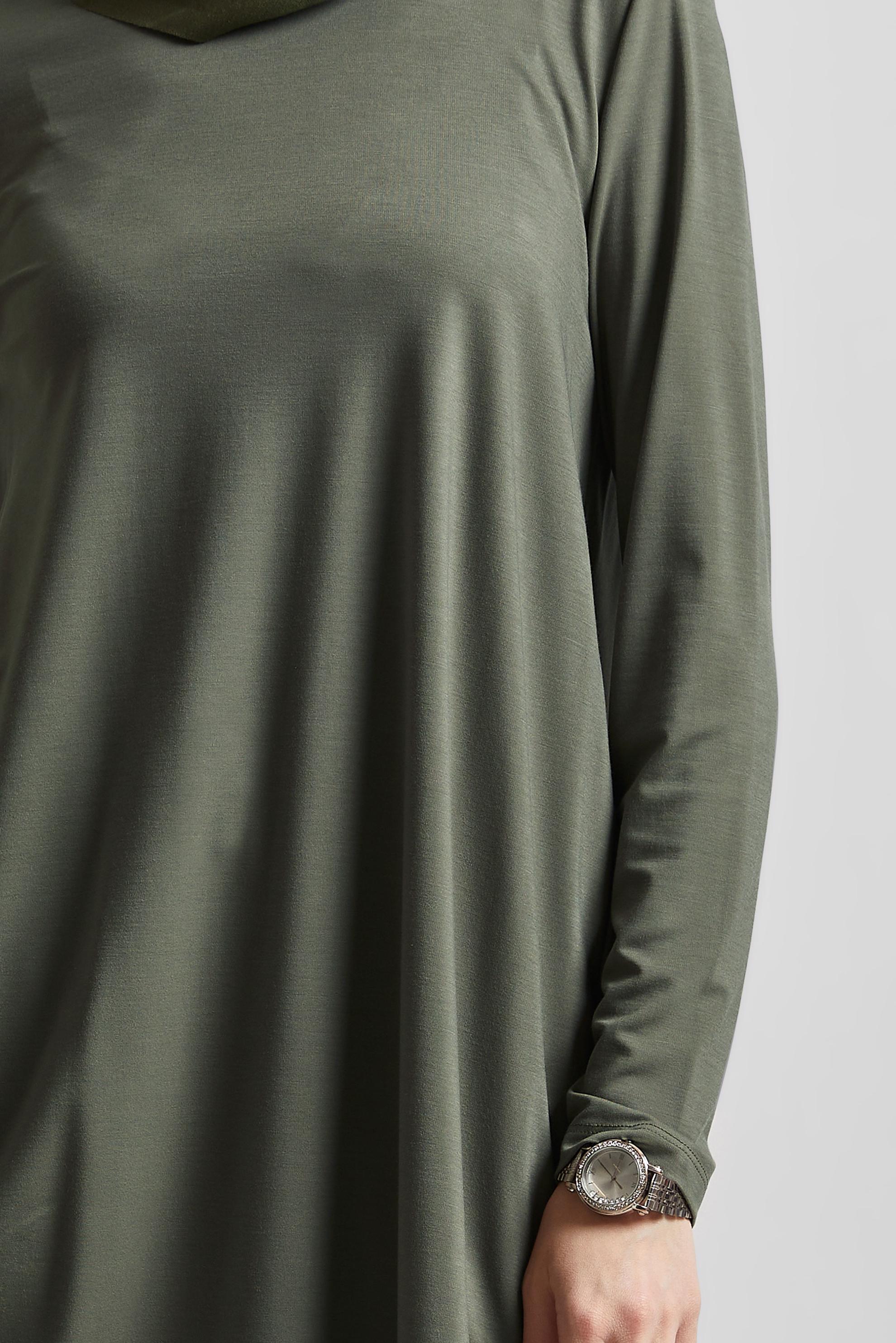 Tesettür giyim HAKİ BİSİKLET YAKA TUNİK 45480