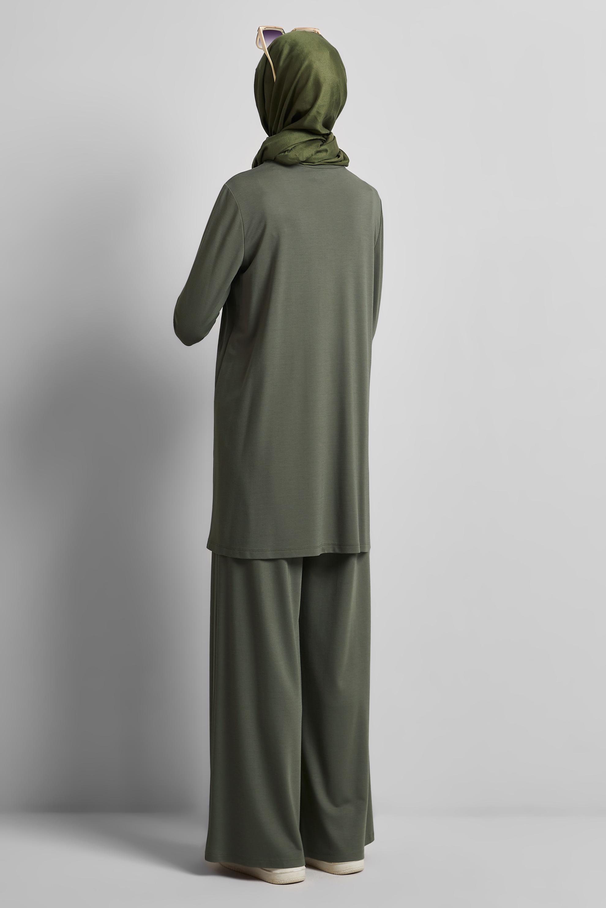 Tesettür giyim HAKİ BİSİKLET YAKA TUNİK 45480