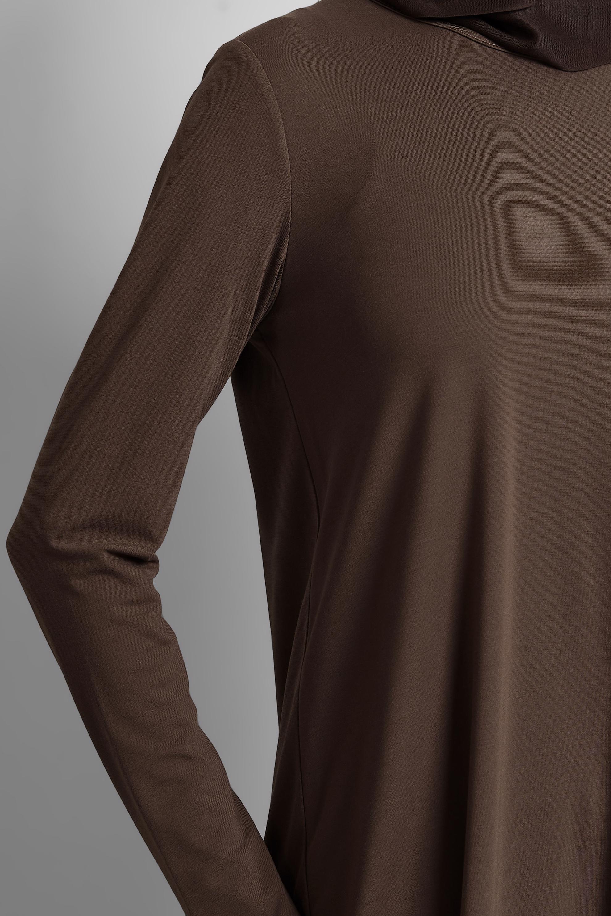 Tesettür giyim KAHVE BİSİKLET YAKA TUNİK 45480