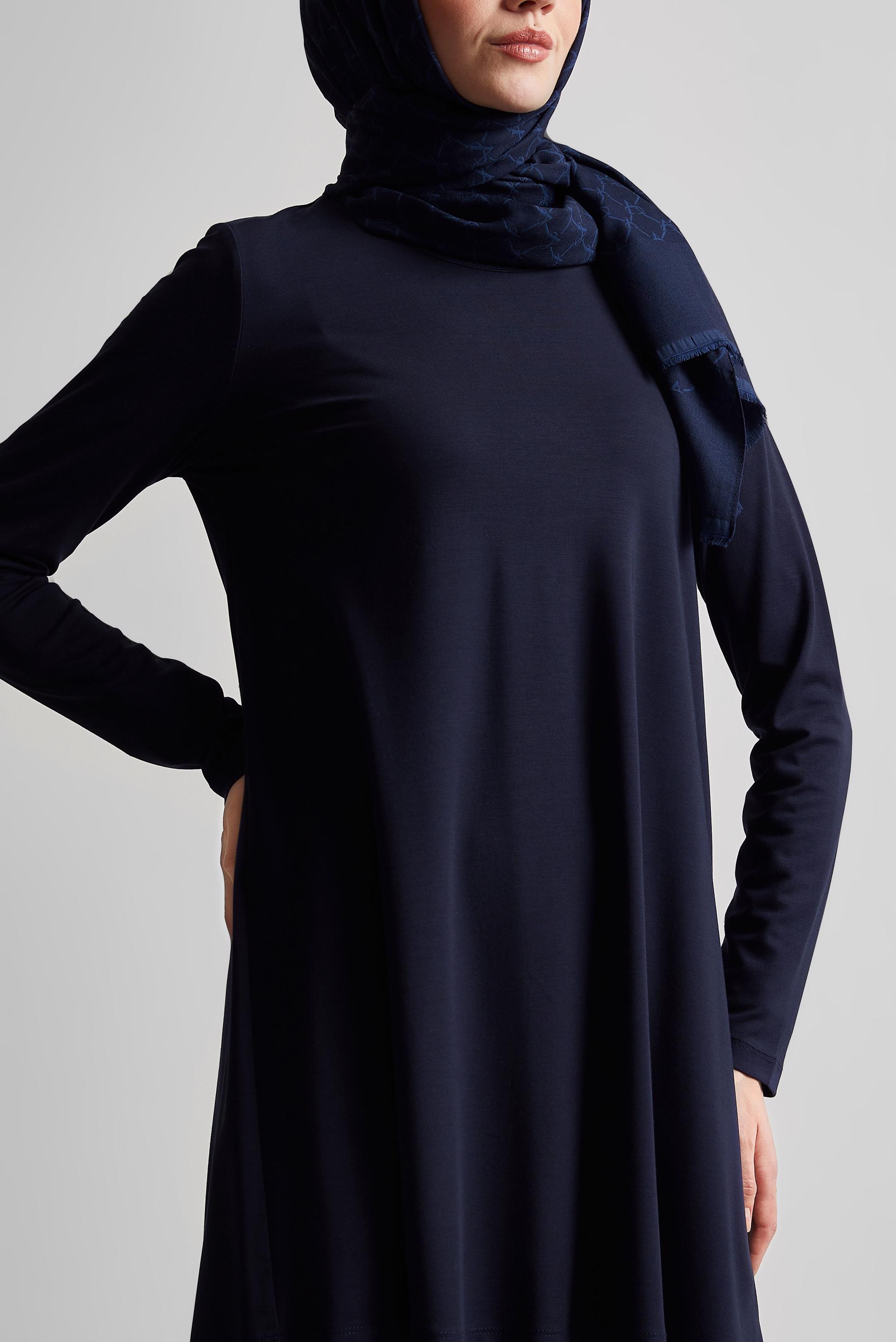 Tesettür giyim LACİVERT BİSİKLET YAKA TUNİK 45480