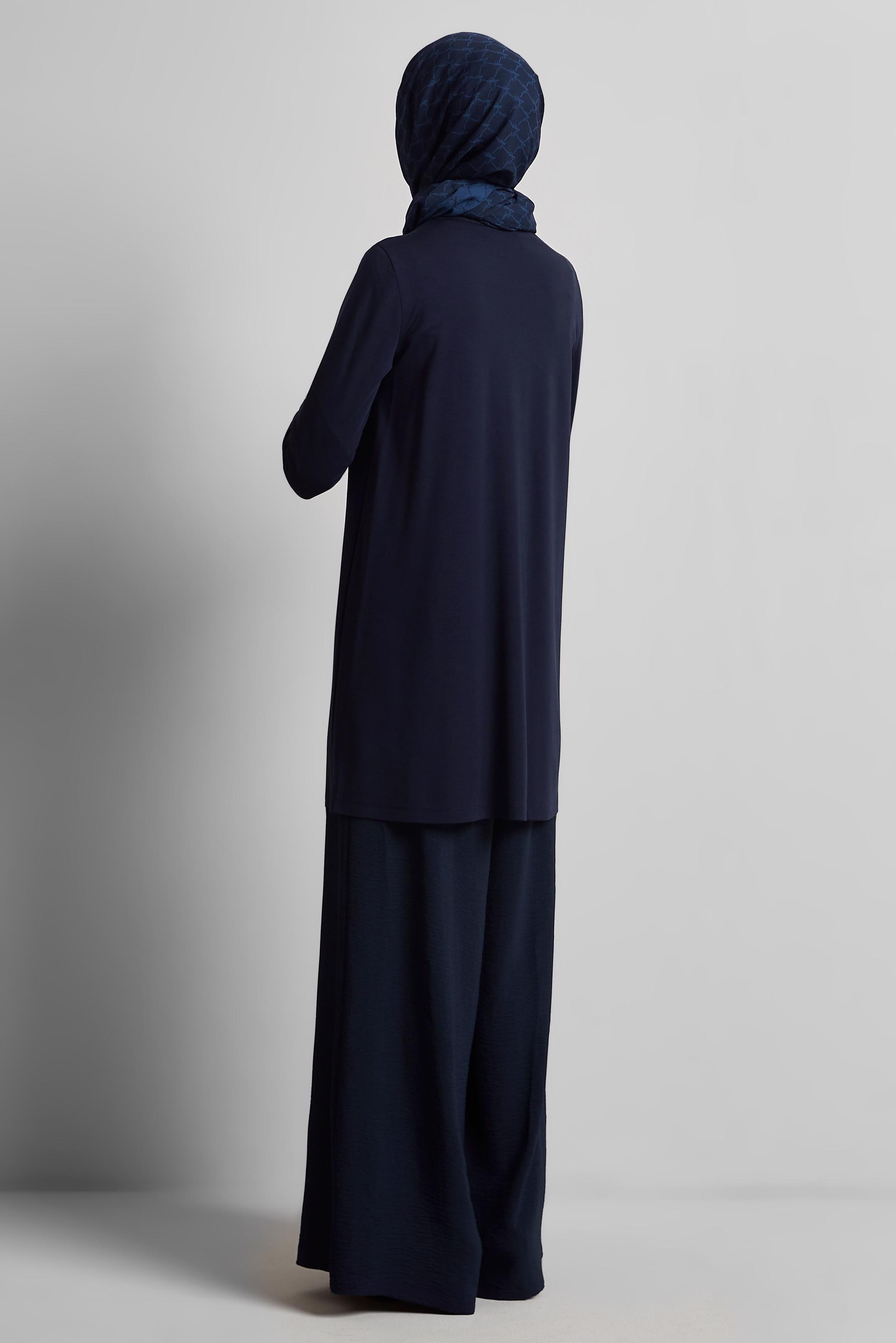 Tesettür giyim LACİVERT BİSİKLET YAKA TUNİK 45480