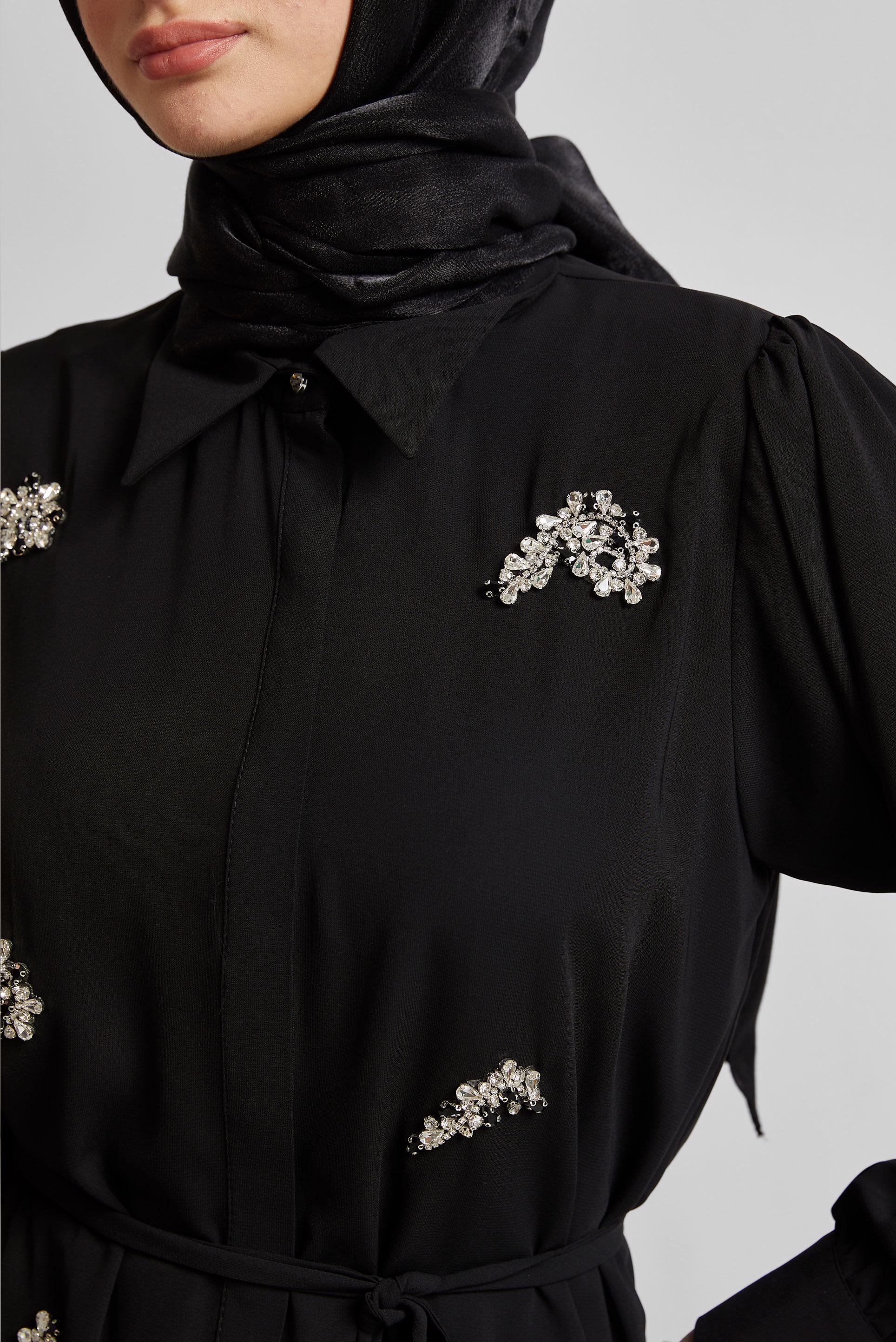 Tesettür giyim SİYAH TAŞ BASKILI TUNİK 45487