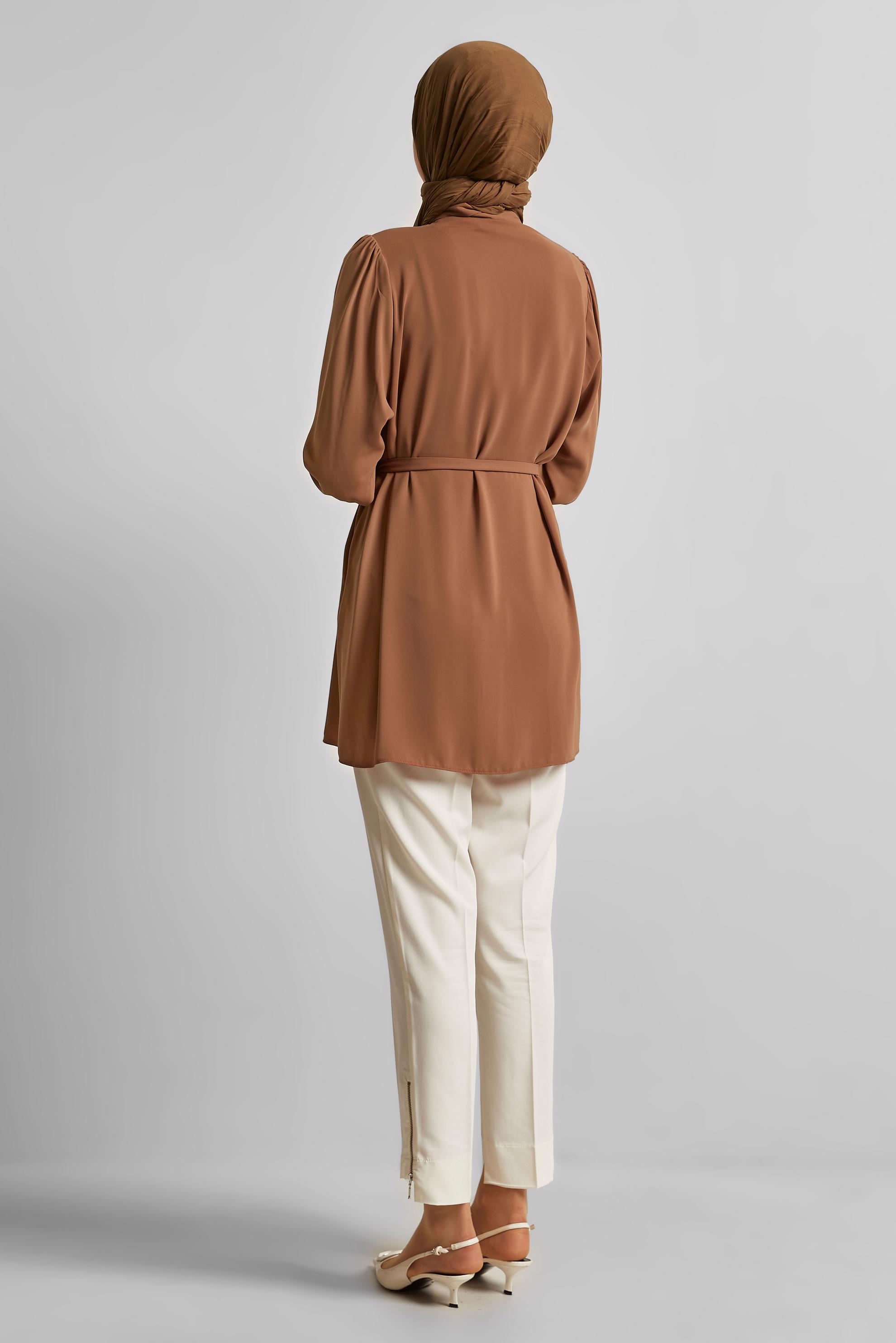 Tesettür giyim KAHVE TAŞ BASKILI TUNİK 45487