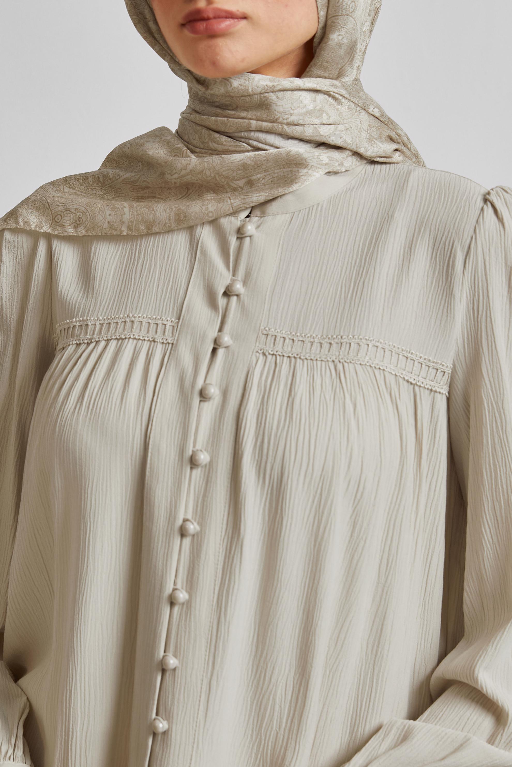 Tesettür giyim BEJ VOLAN DETAYLI TUNİK 45493