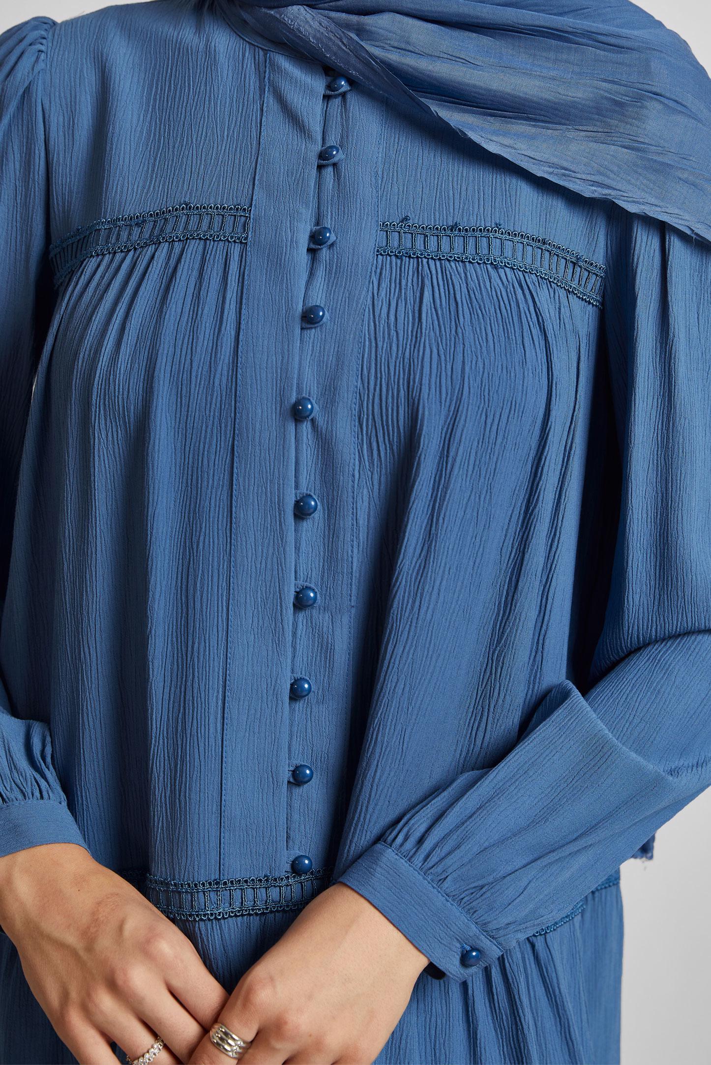 Tesettür giyim LACİVERT VOLAN DETAYLI TUNİK 45493