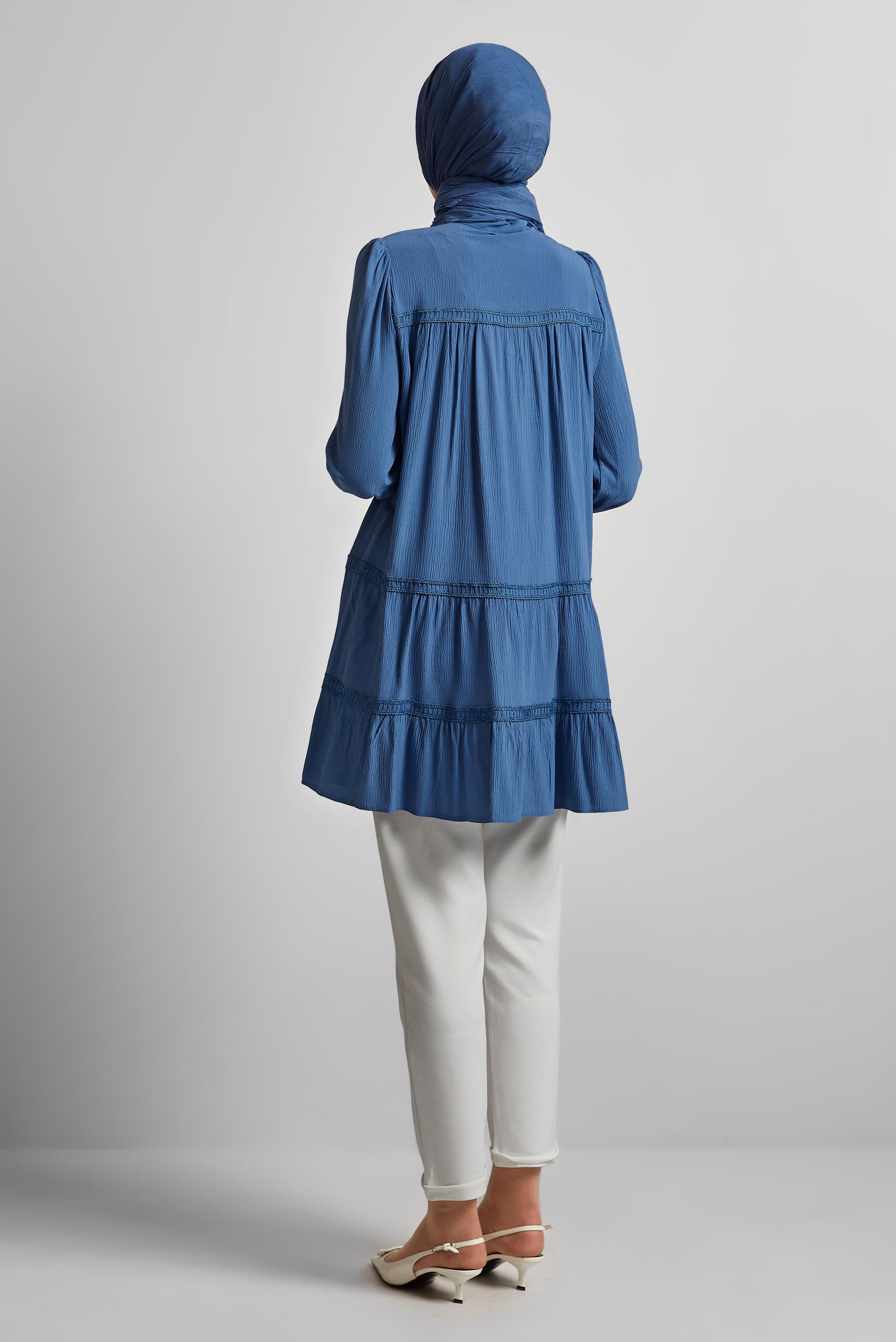 Tesettür giyim LACİVERT VOLAN DETAYLI TUNİK 45493