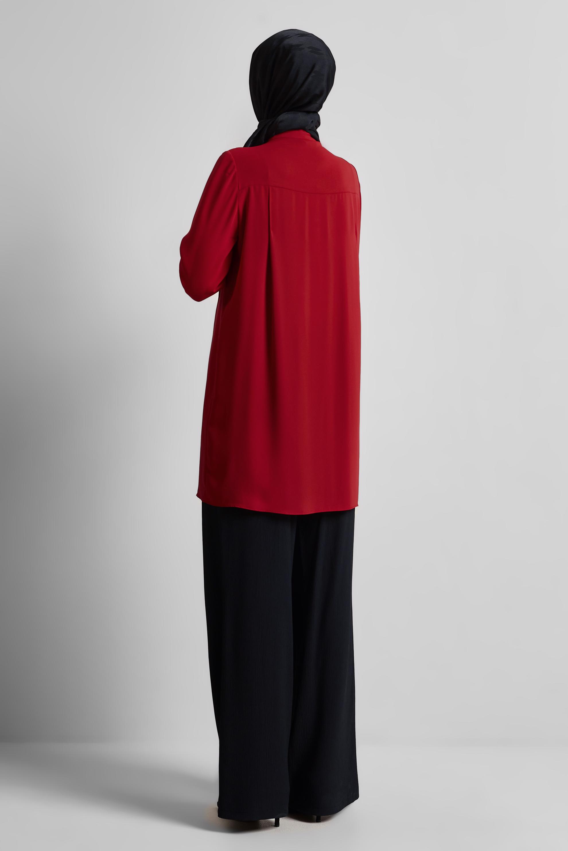 Tesettür giyim KIRMIZI BONCUK DETAYLI TUNİK 45494