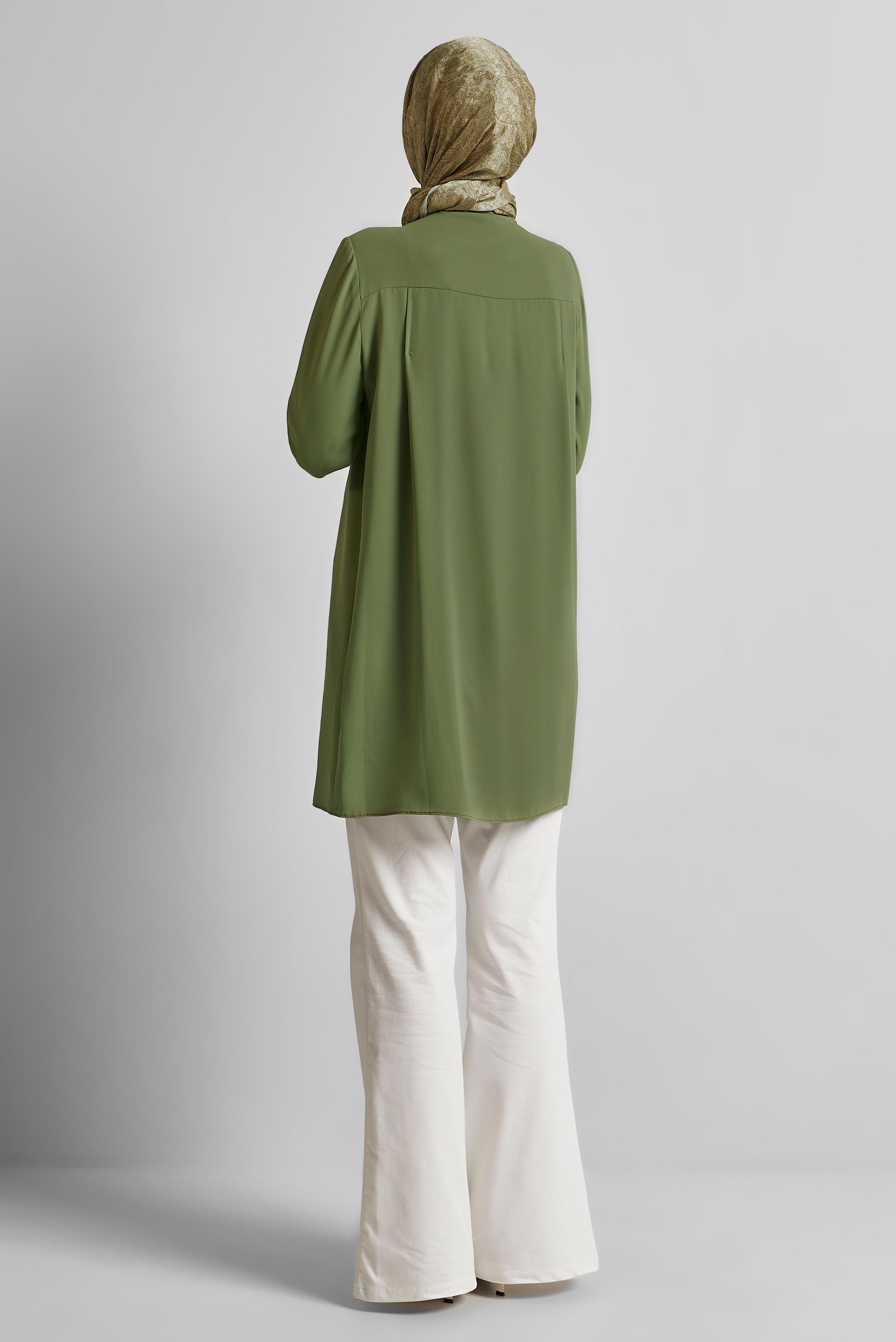 Tesettür giyim HAKİ BONCUK DETAYLI TUNİK 45494