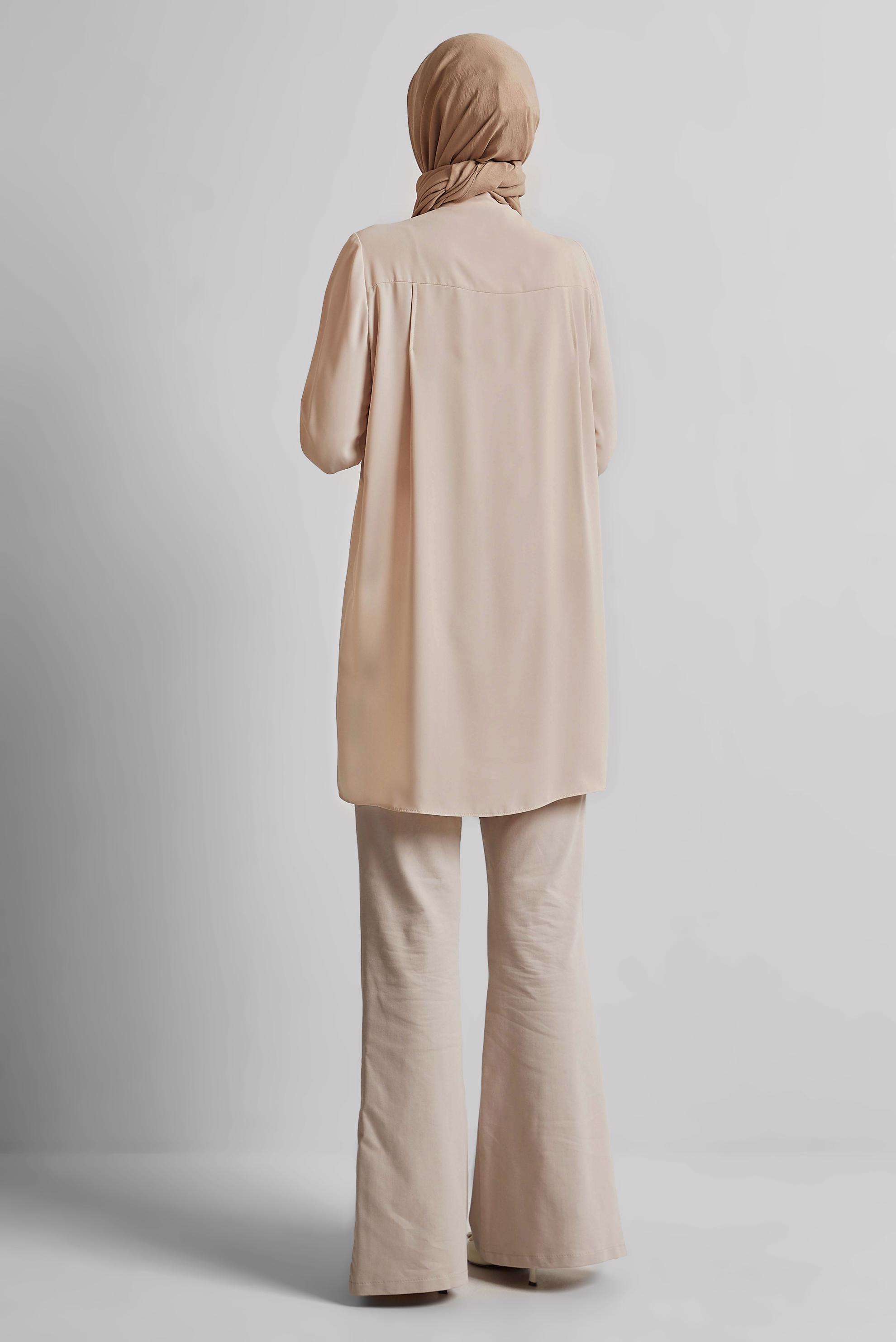 Tesettür giyim BEJ BONCUK DETAYLI TUNİK 45494