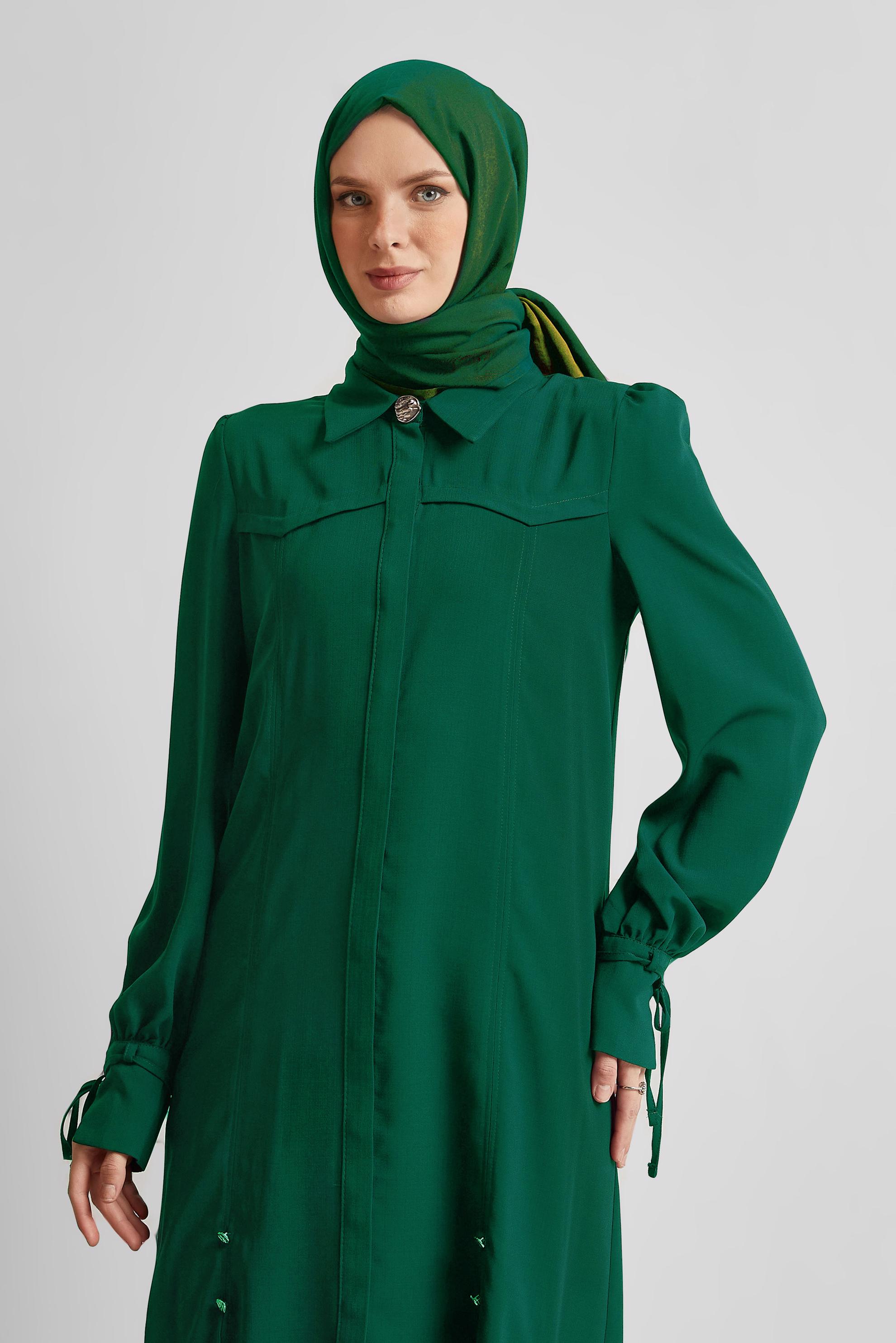 Vêtements hijab BEIGE TUNIQUE DÉTAILLÉE À NOUER 45495