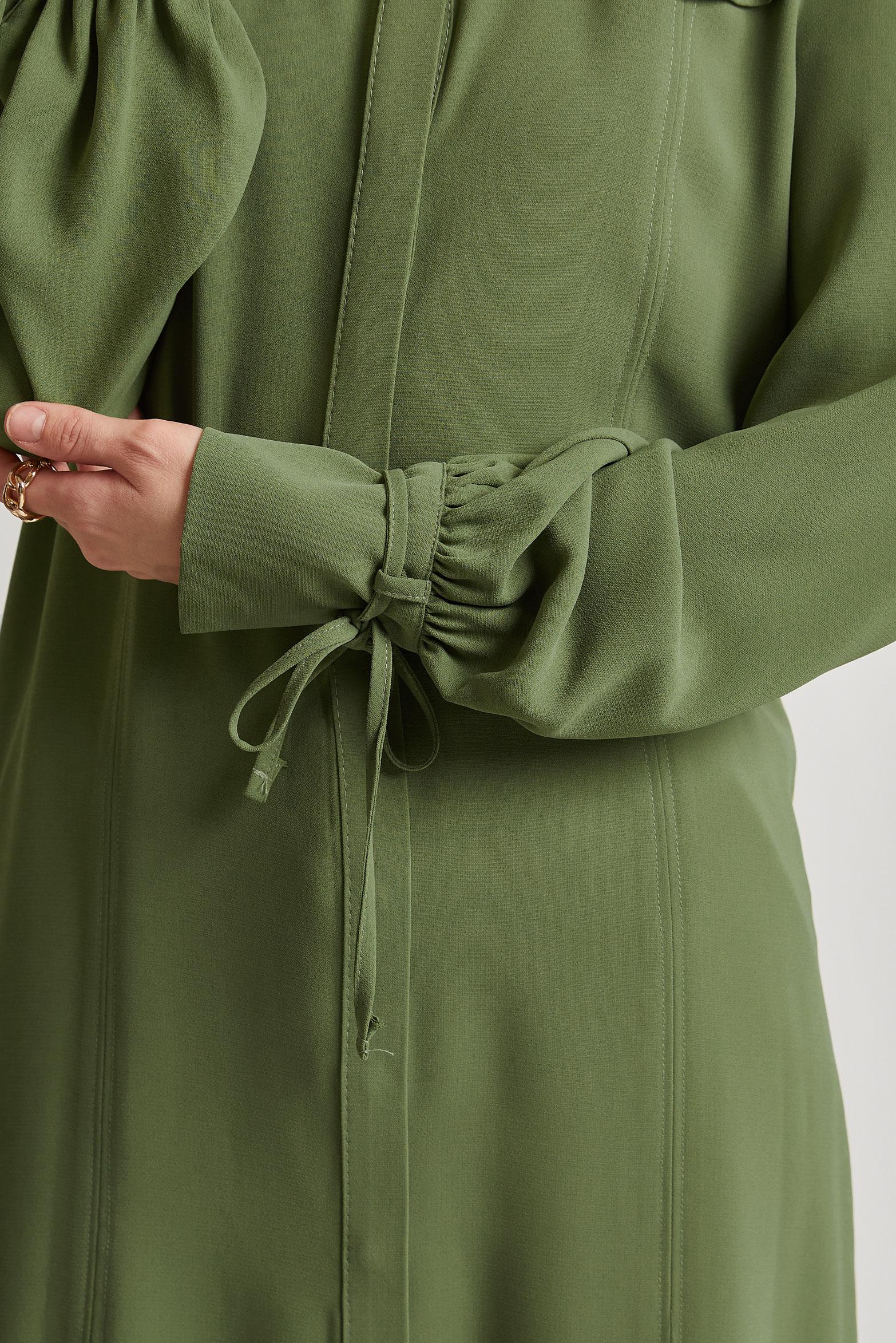 Tesettür giyim YEŞİL BAĞCIK DETAYLI TUNİK 45495