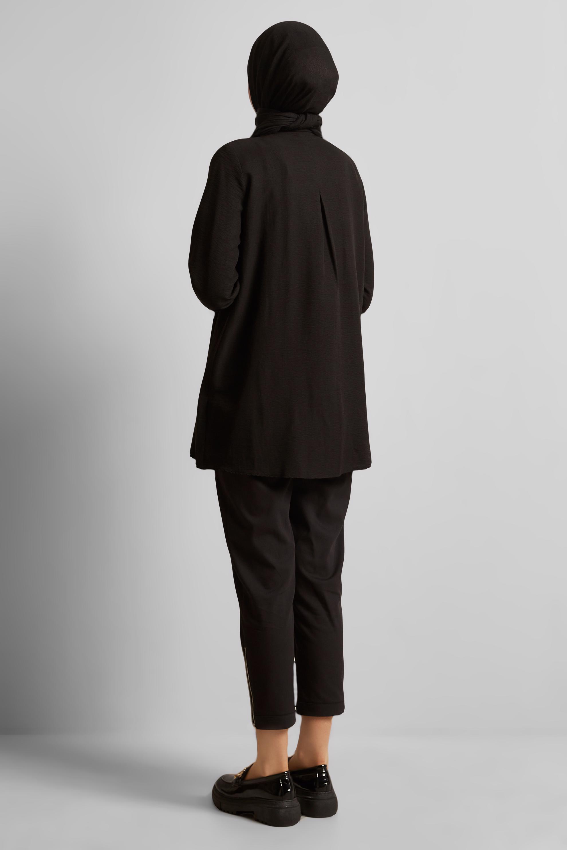 Vêtements hijab NOIR TUNIQUE À COL CHEMISE 45496