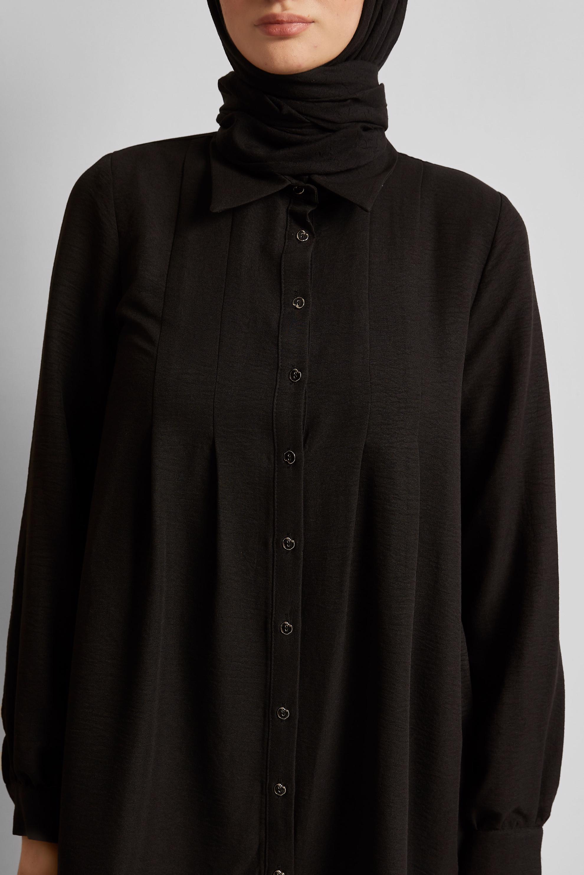 Vêtements hijab NOIR TUNIQUE À COL CHEMISE 45496