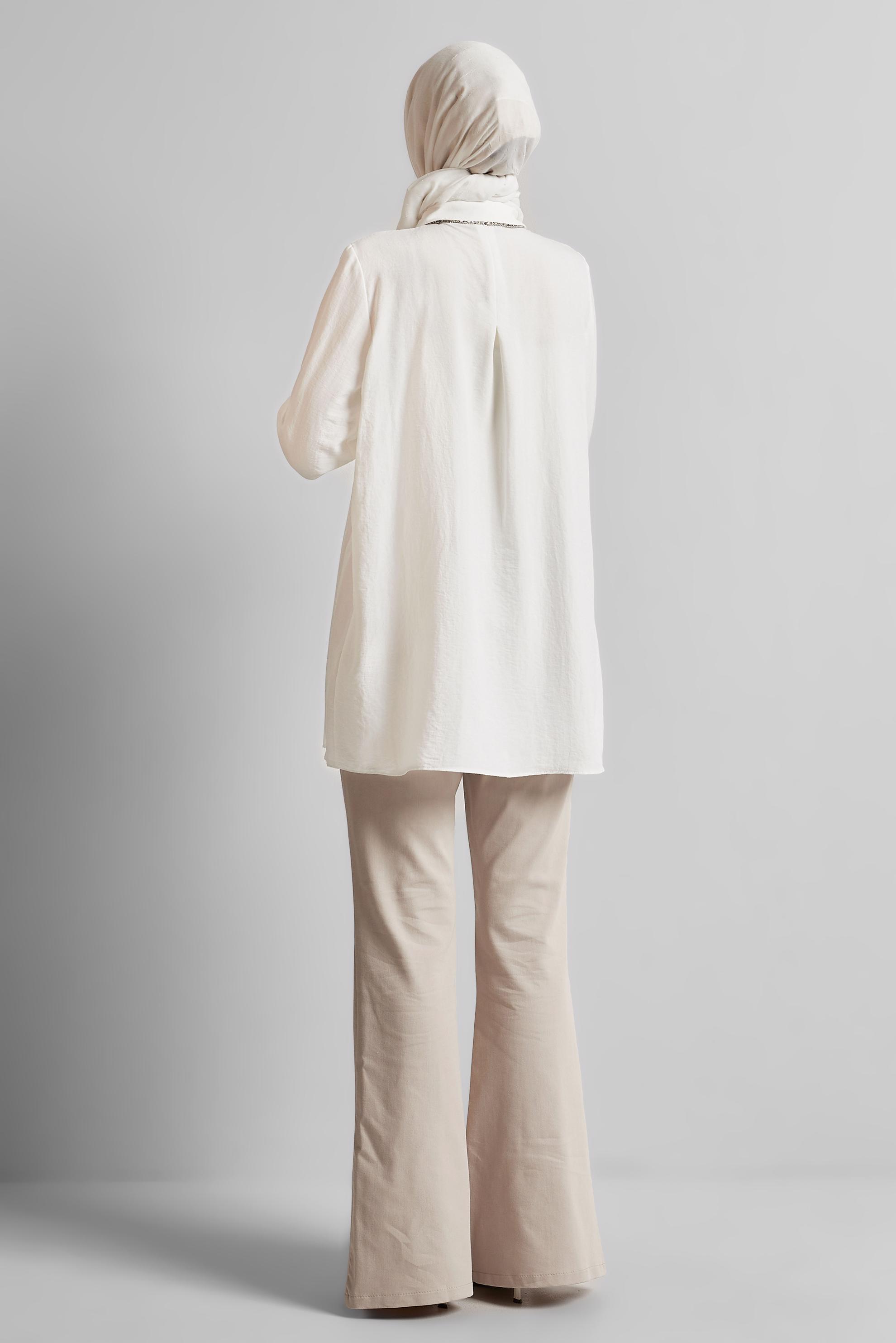 Tesettür giyim BEYAZ GÖMLEK YAKA TUNİK 45496