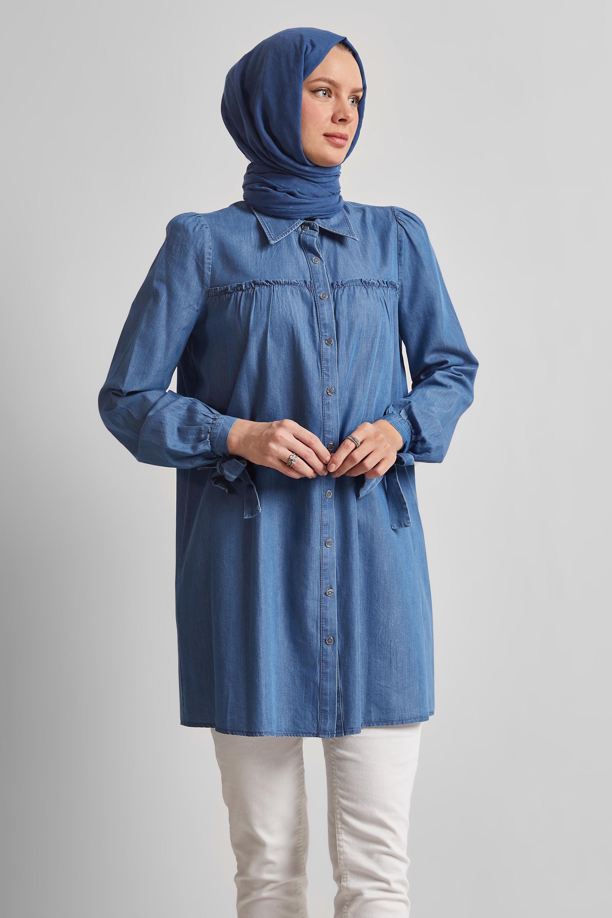 Tesettür giyim LACİVERT PAMUKLU TUNİK 45503