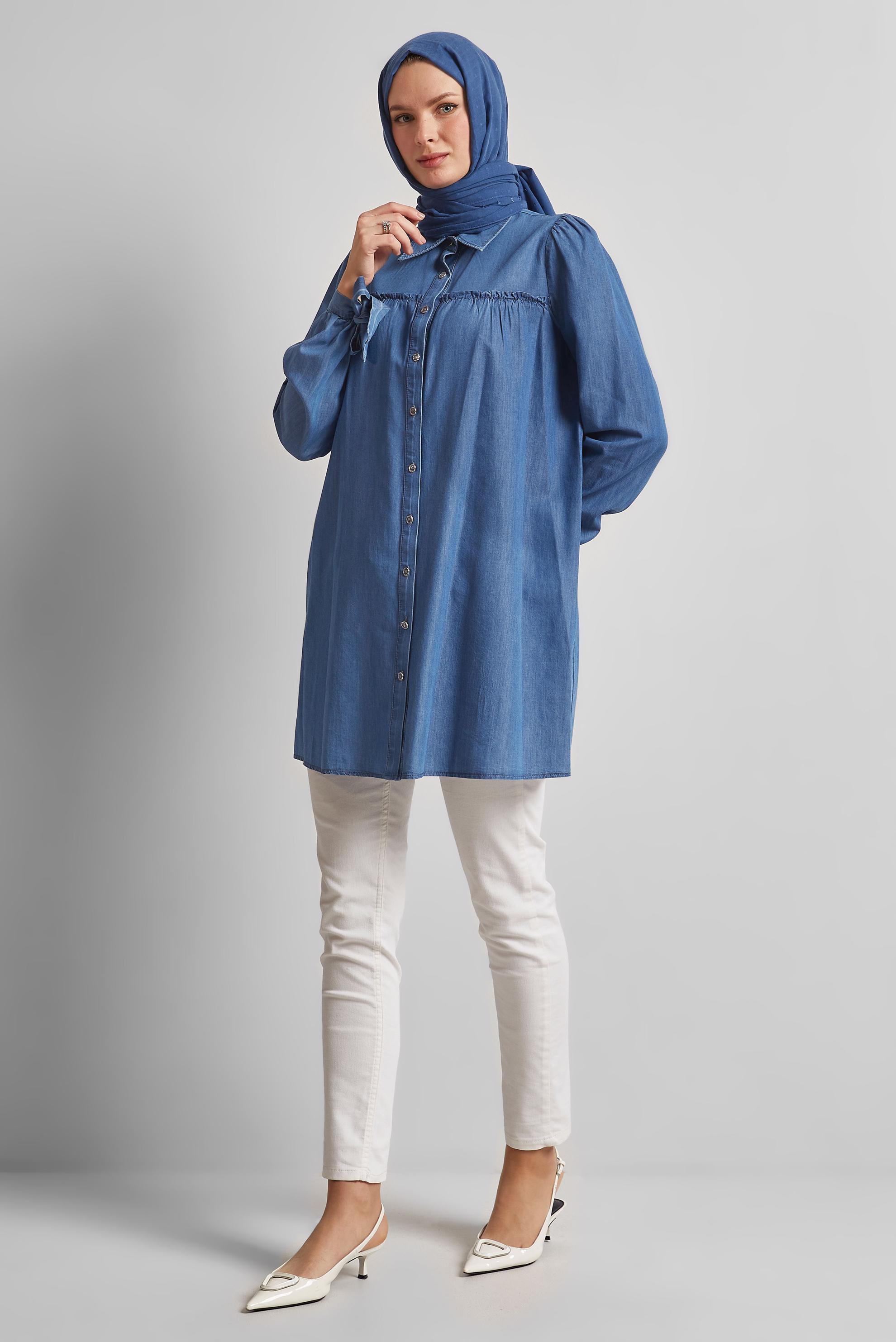 Tesettür giyim LACİVERT PAMUKLU TUNİK 45503