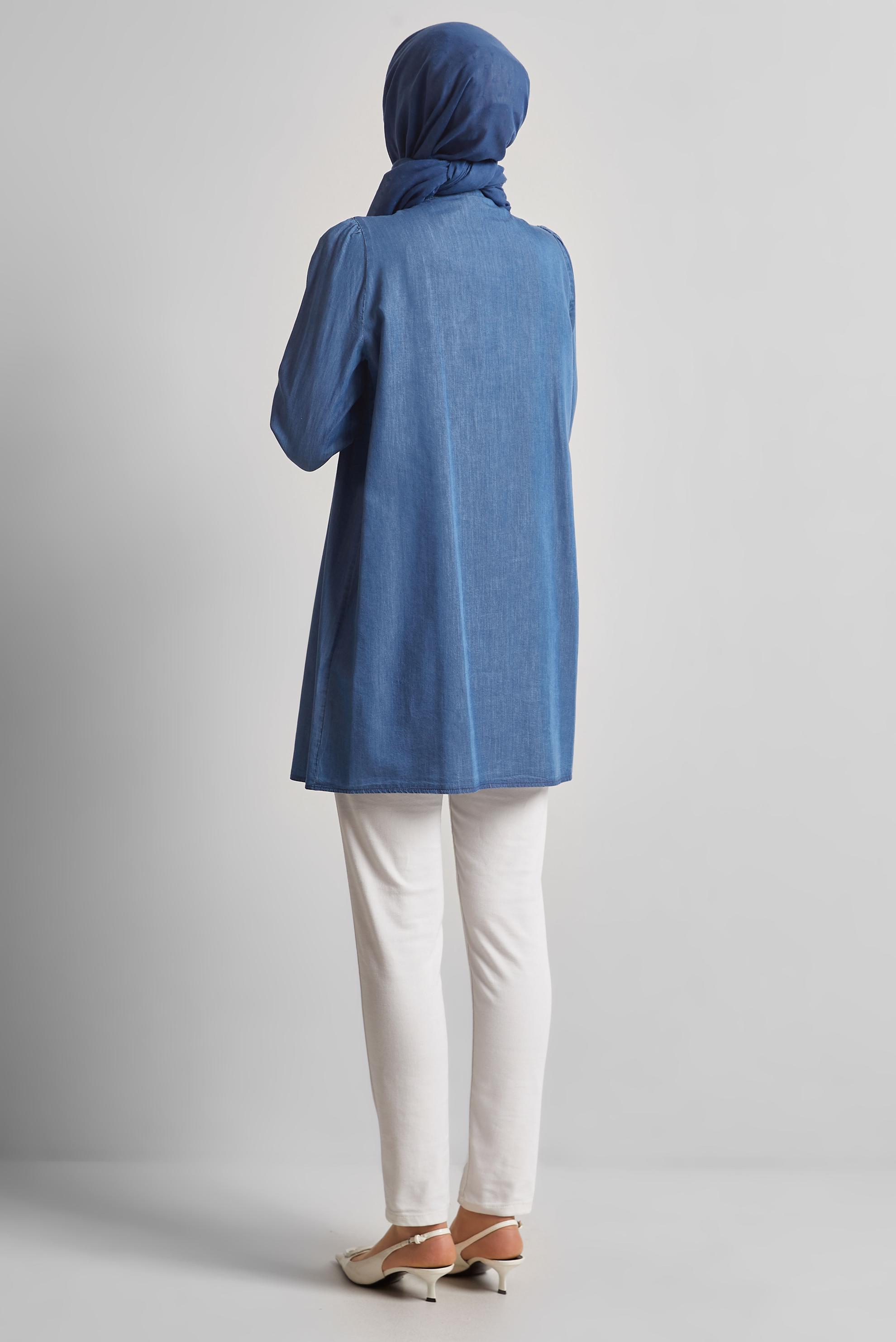 Tesettür giyim LACİVERT PAMUKLU TUNİK 45503