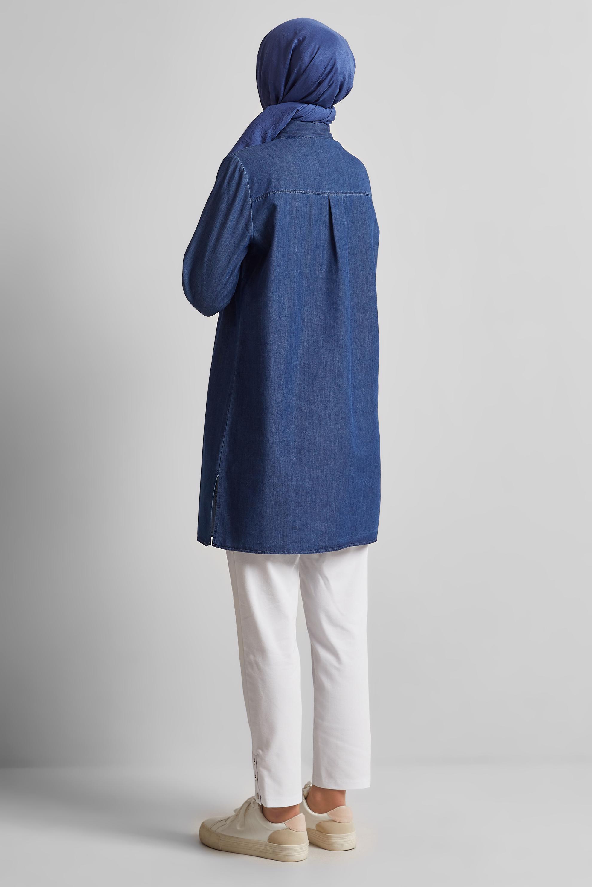 Tesettür giyim LACİVERT PAMUKLU TUNİK 45505