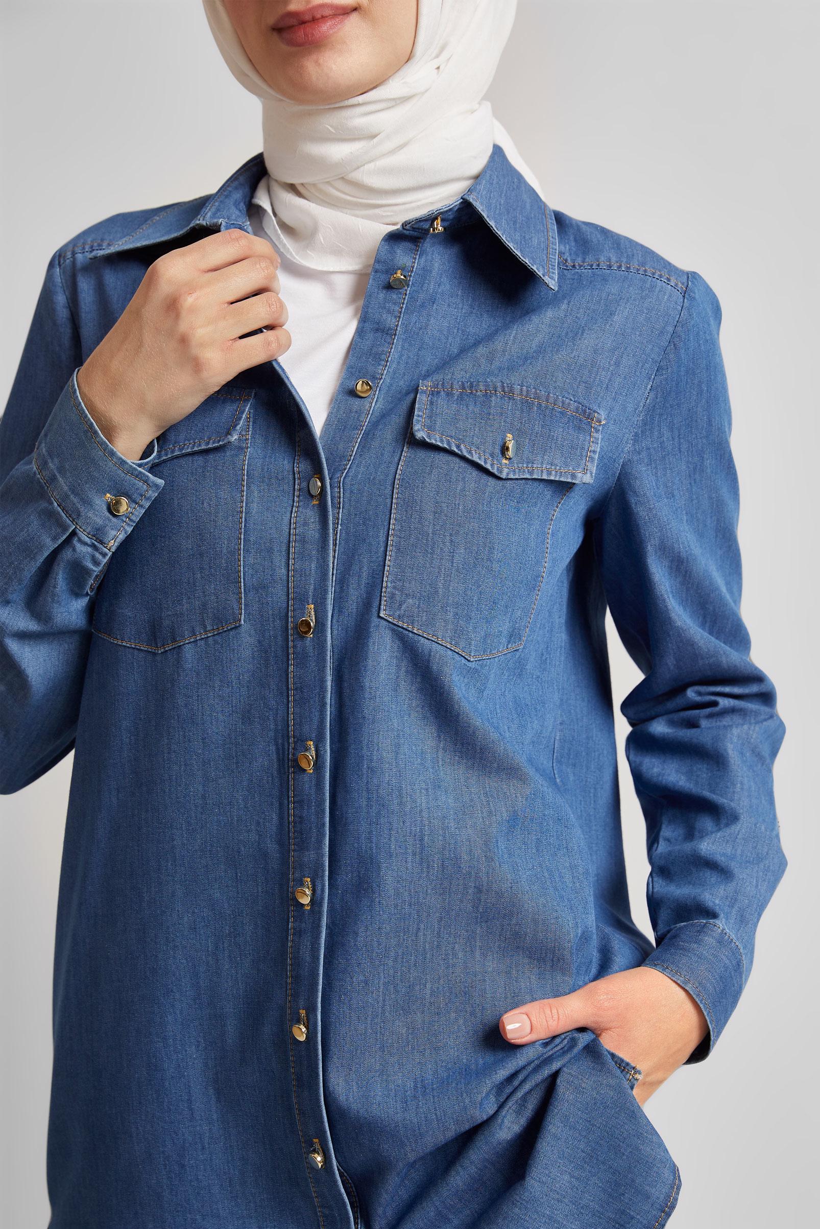 Hijab clothing NAVY BLUE COTTON DENIM TUNIC 45506