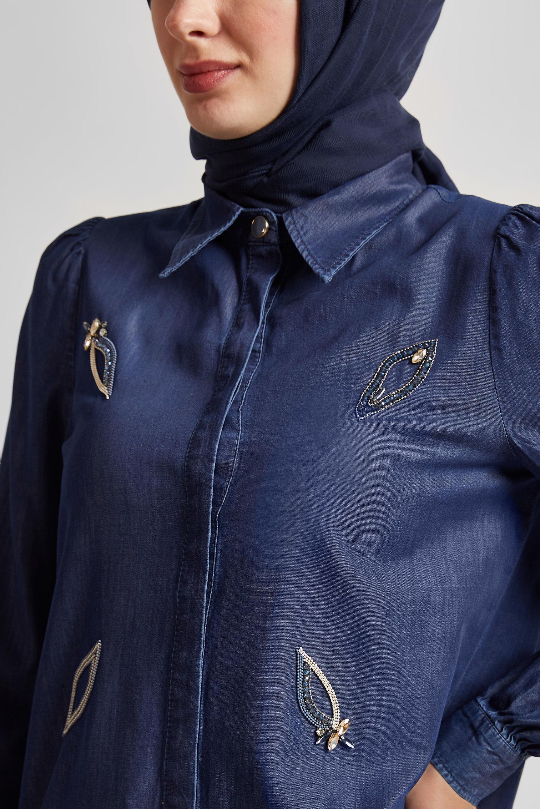 Tesettür giyim LACİVERT TAŞ BASKILI TUNİK 45507