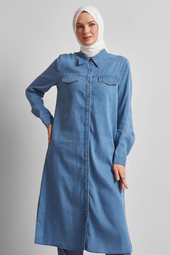 Hijab clothing BLUE DENIM TUNIC 45509 - ALVİNA