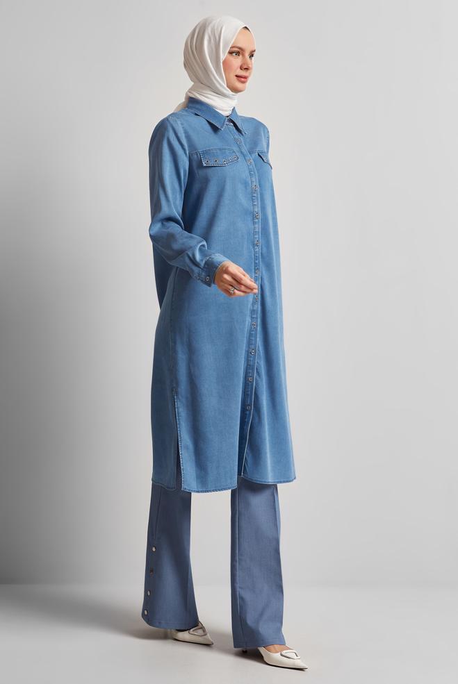 Hijab clothing BLUE DENIM TUNIC 45509 - ALVİNA
