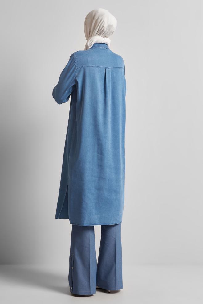 Hijab clothing BLUE DENIM TUNIC 45509 - ALVİNA