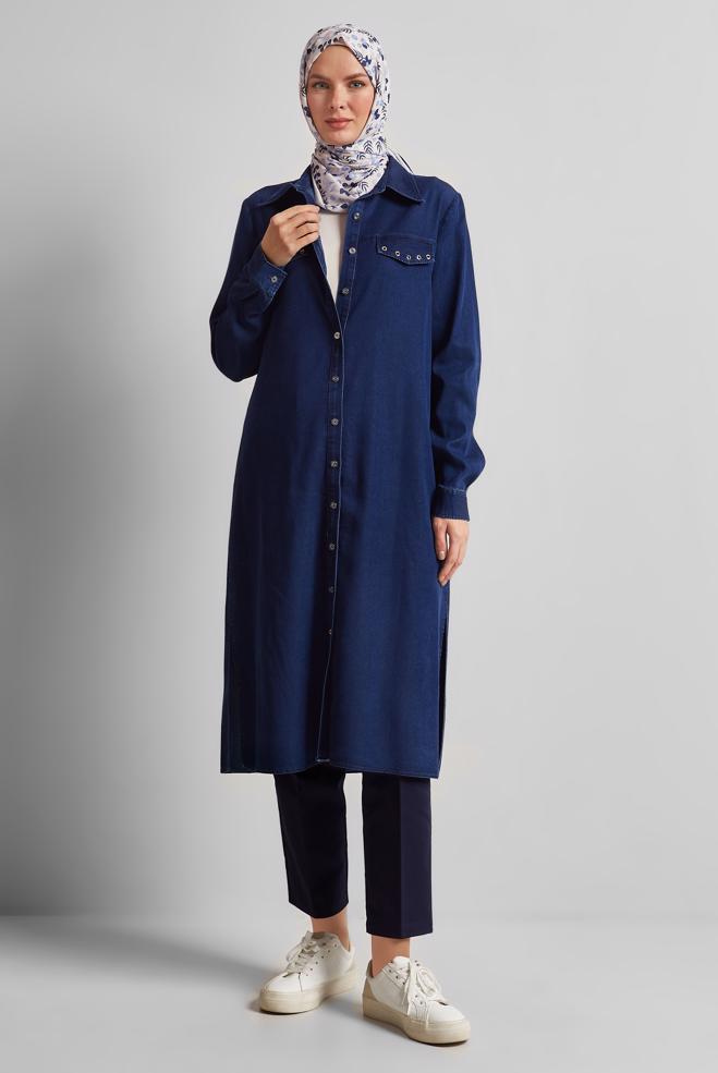 Hijab clothing NAVY BLUE DENIM TUNIC 45509 - ALVİNA