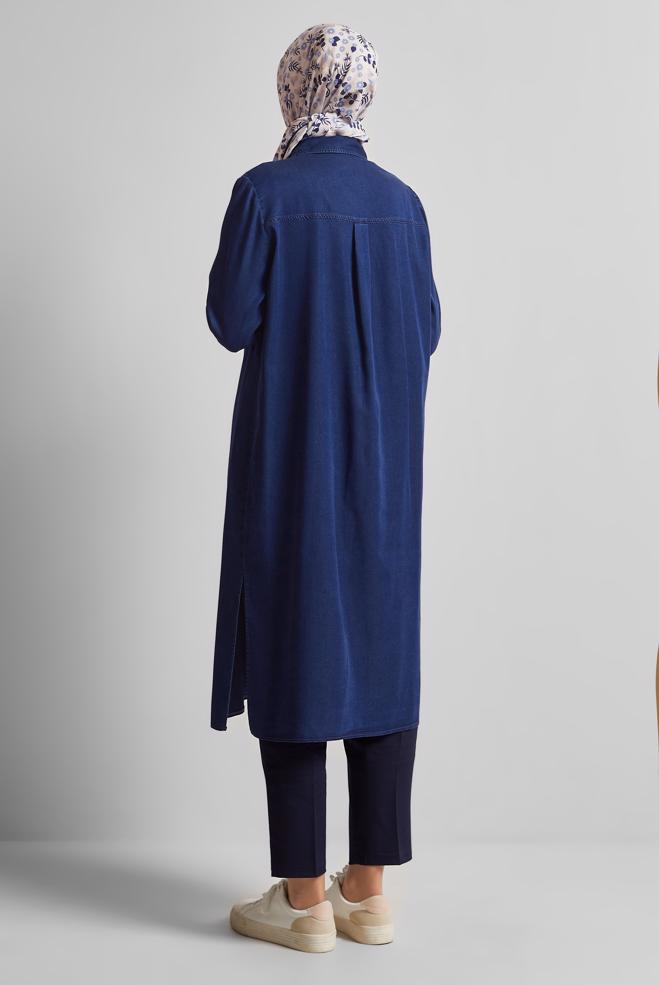 Hijab clothing NAVY BLUE DENIM TUNIC 45509 - ALVİNA