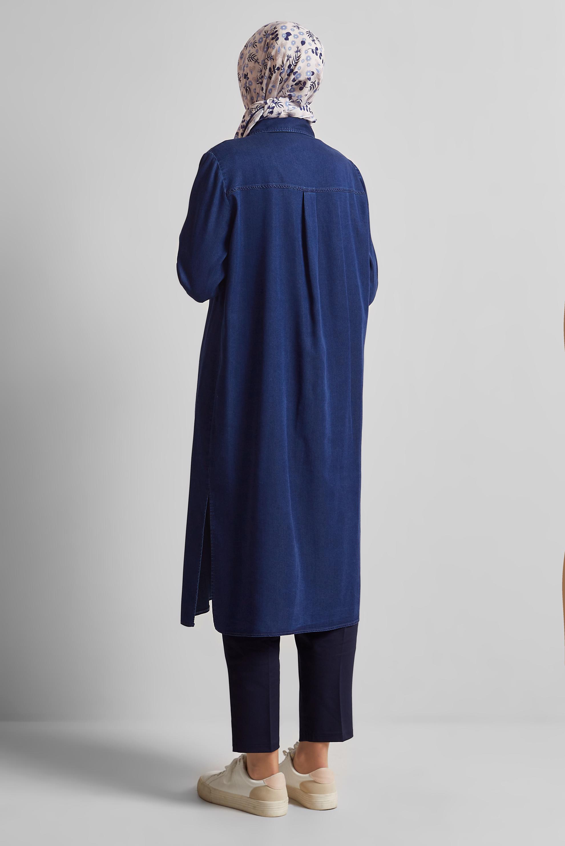 Tesettür giyim LACİVERT DENİM TUNİK 45509