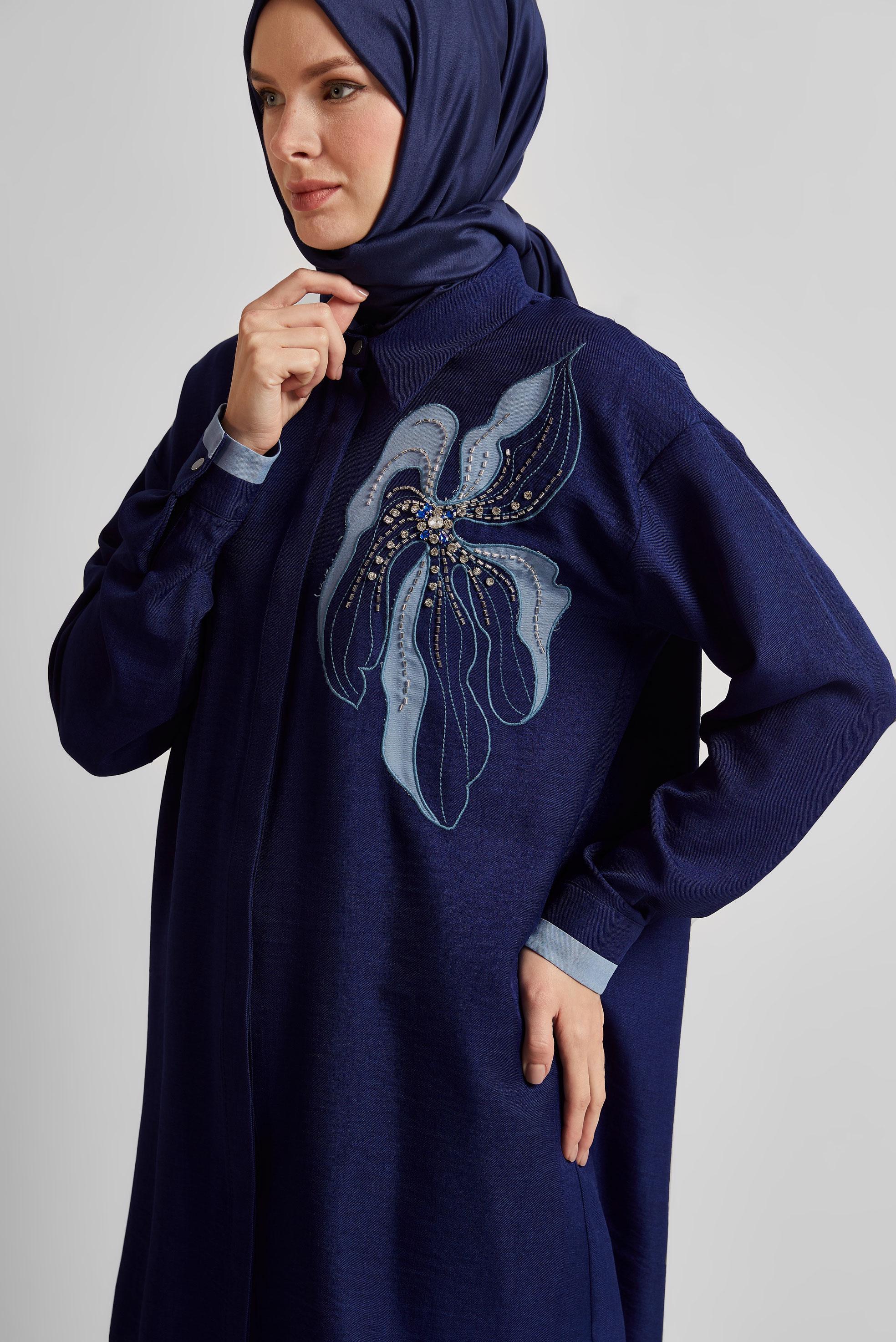 Tesettür giyim LACİVERT DESENLİ TUNİK 45513